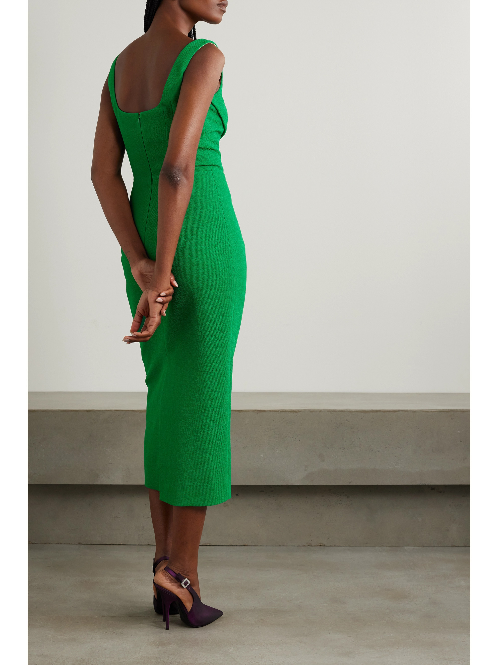 Emilia Wickstead Arina draped crepe midi dress thumbnail