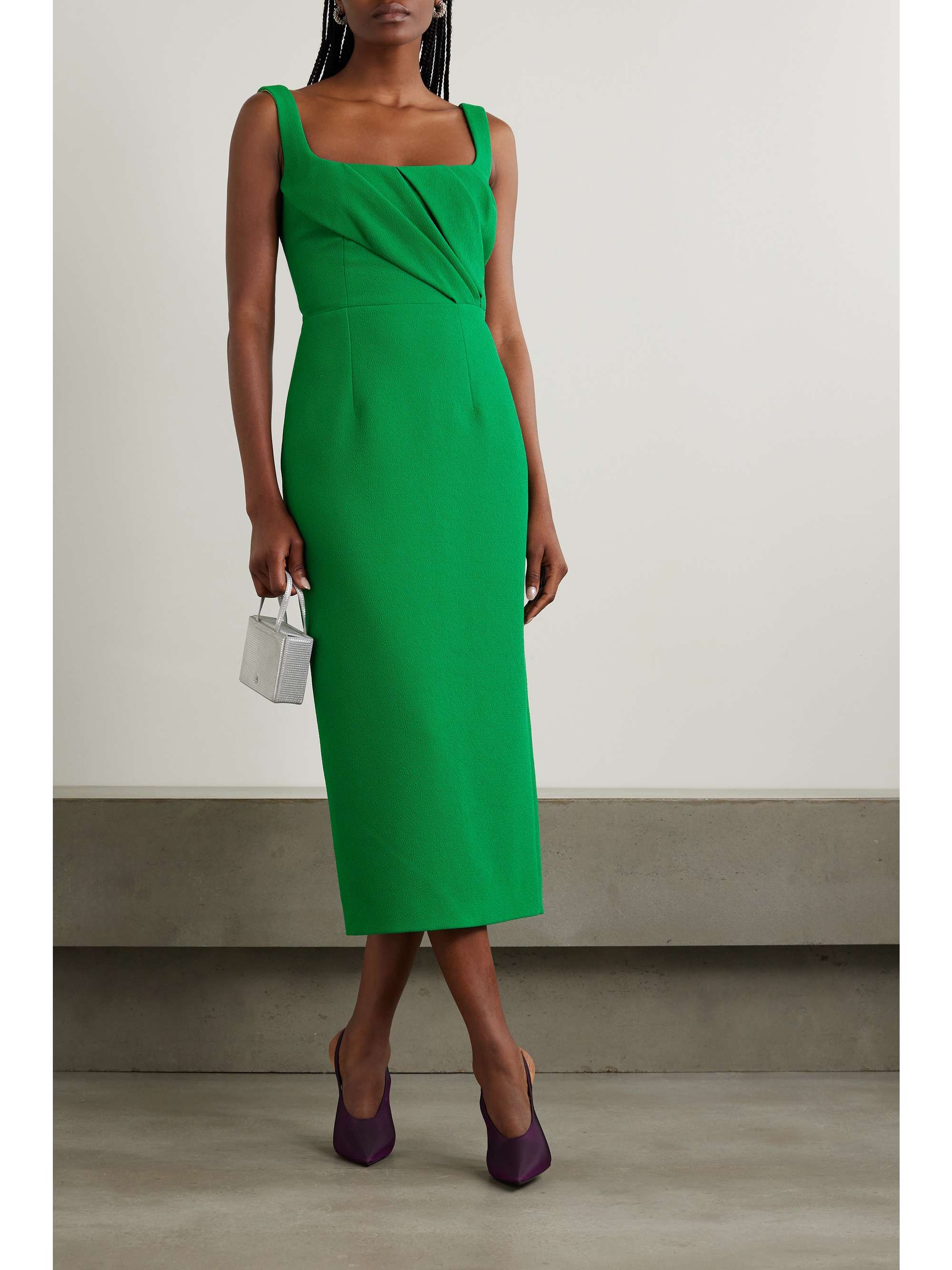 EMILIA WICKSTEAD Arina draped crepe midi dress | NET-A-PORTER