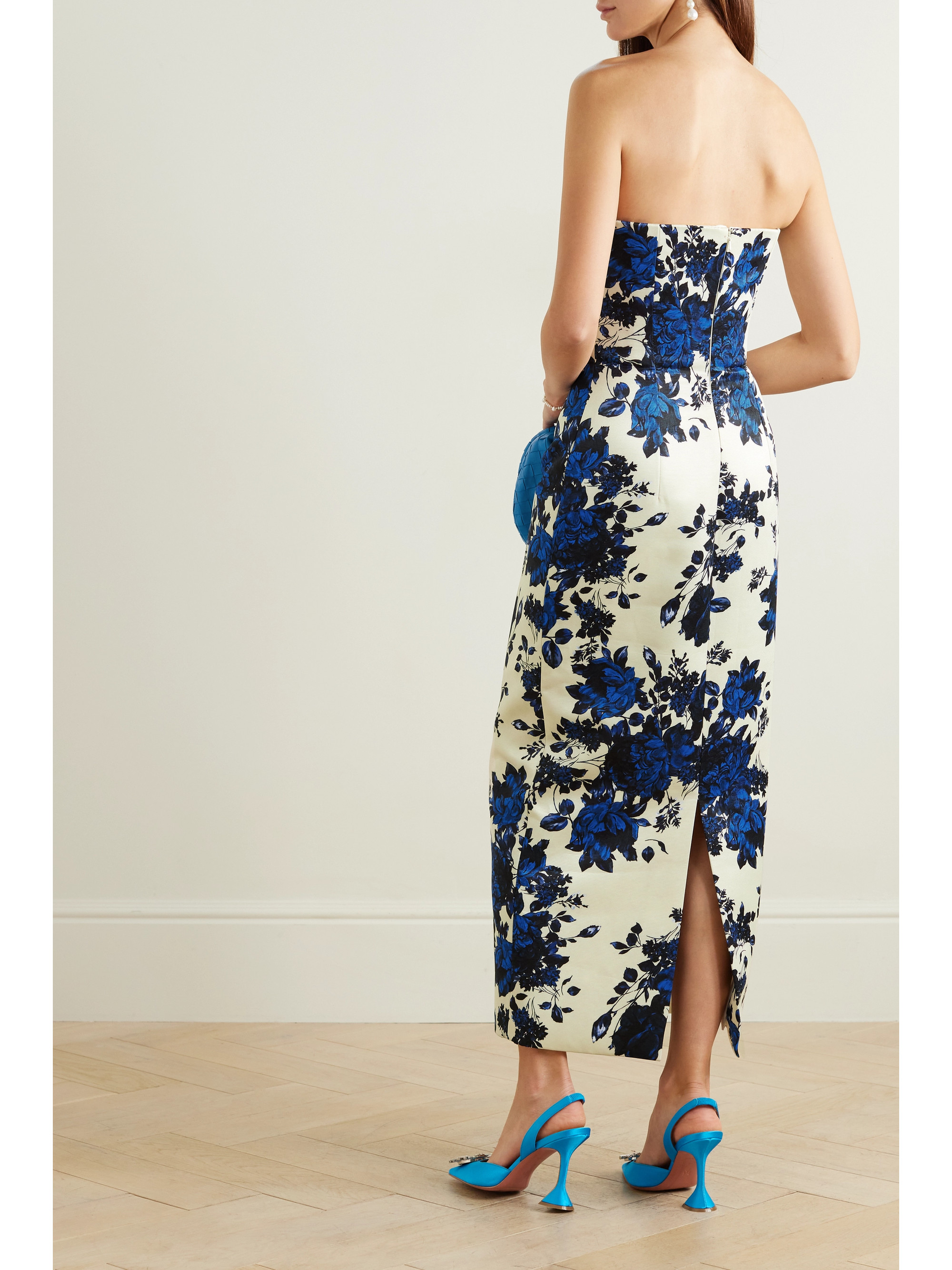 Emilia Wickstead Yulie strapless floral-print taffeta-faille midi dress thumbnail