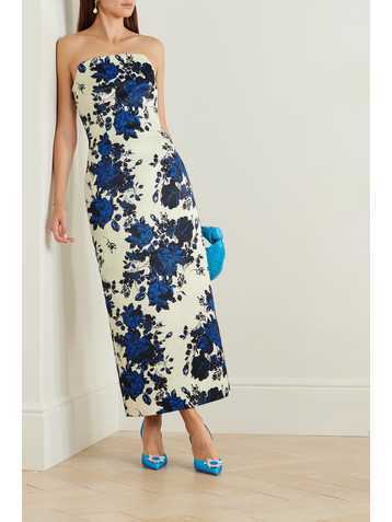 Emilia Wickstead Yulie strapless floral-print taffeta-faille midi dress