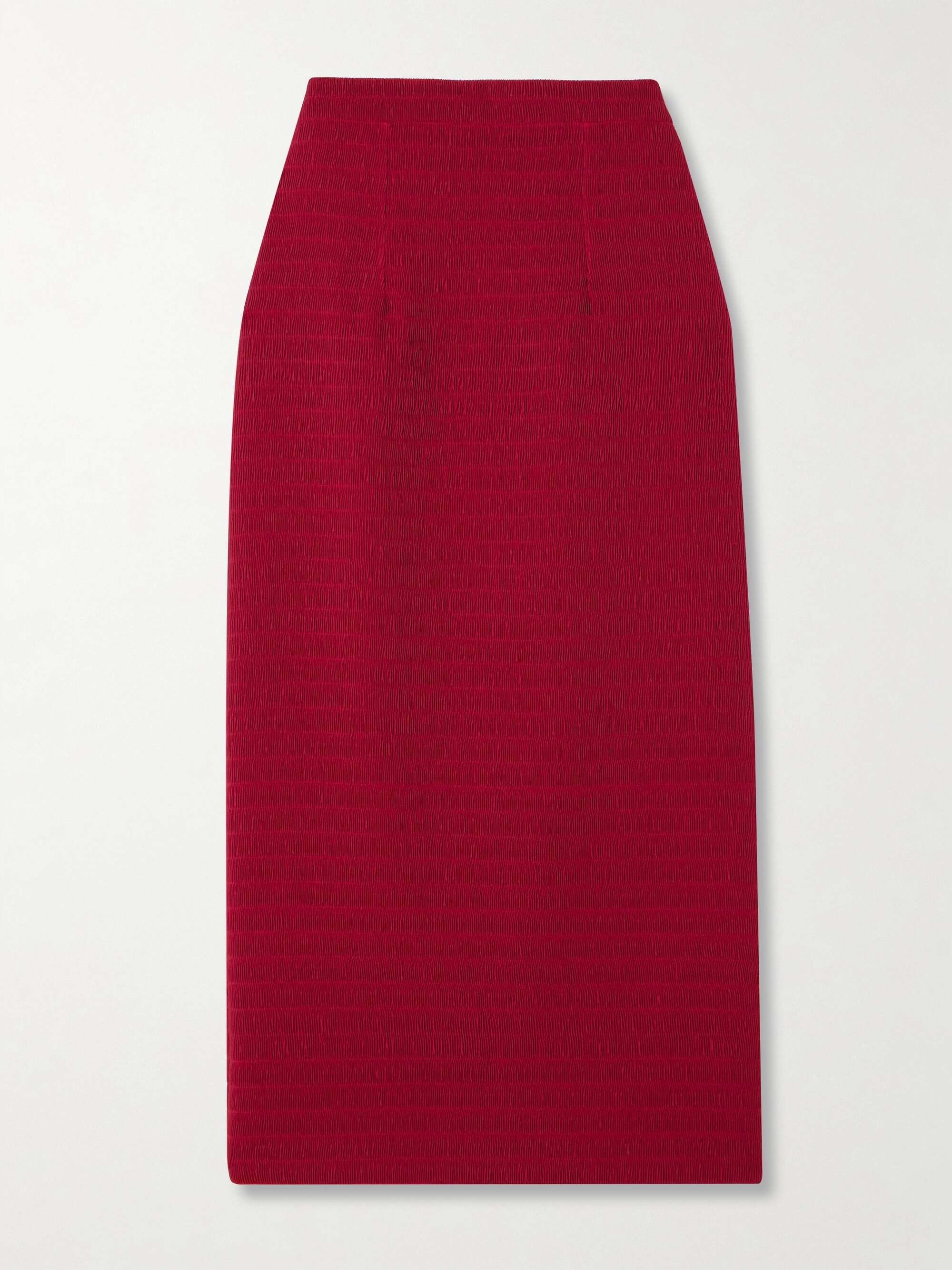 Idelia smocked satin midi skirt red UK 10