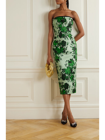 Emilia Wickstead Adalina strapless floral-print taffeta-faille midi dress