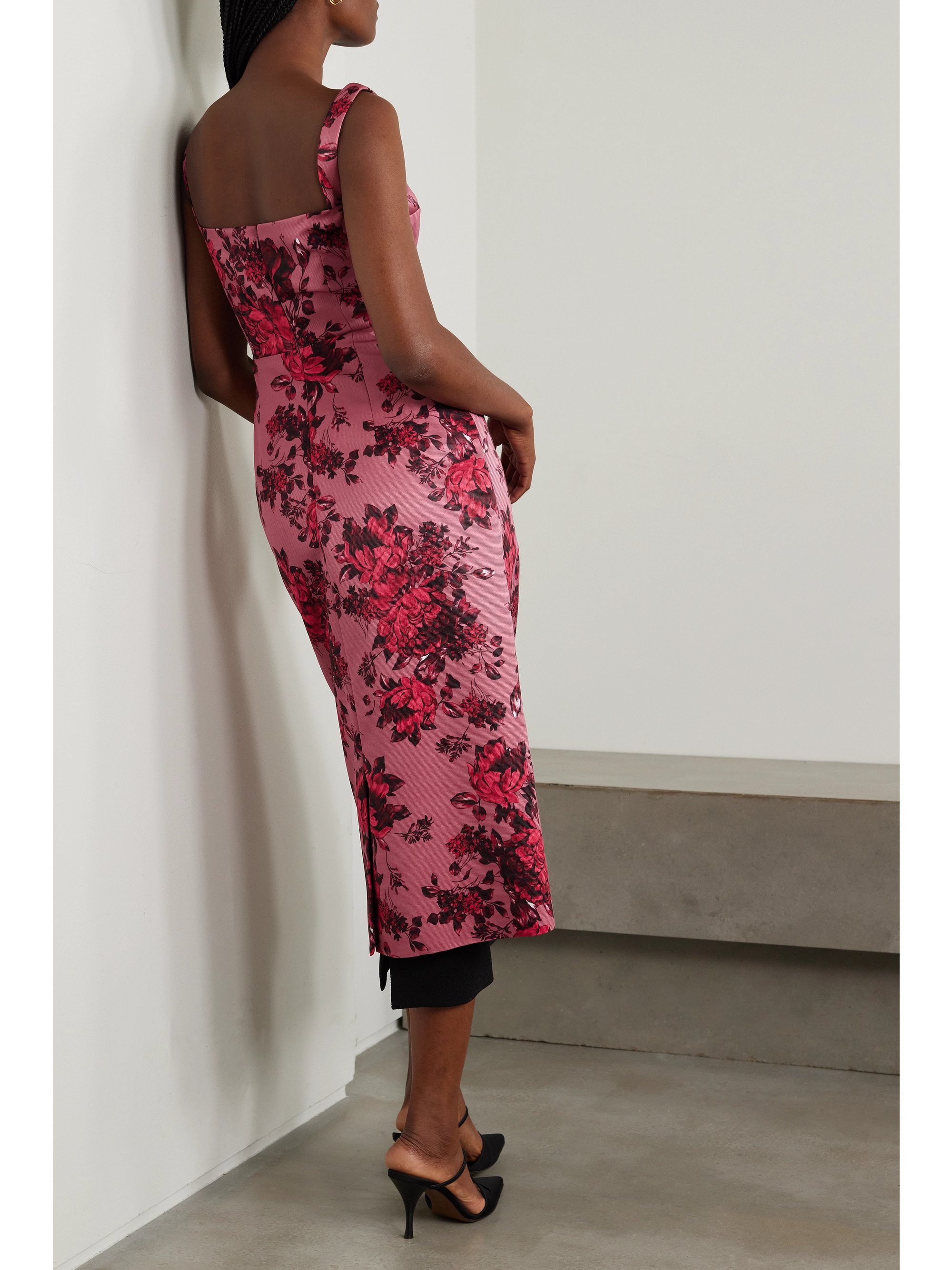 Emilia Wickstead Tiffany layered floral-print faille midi dress thumbnail