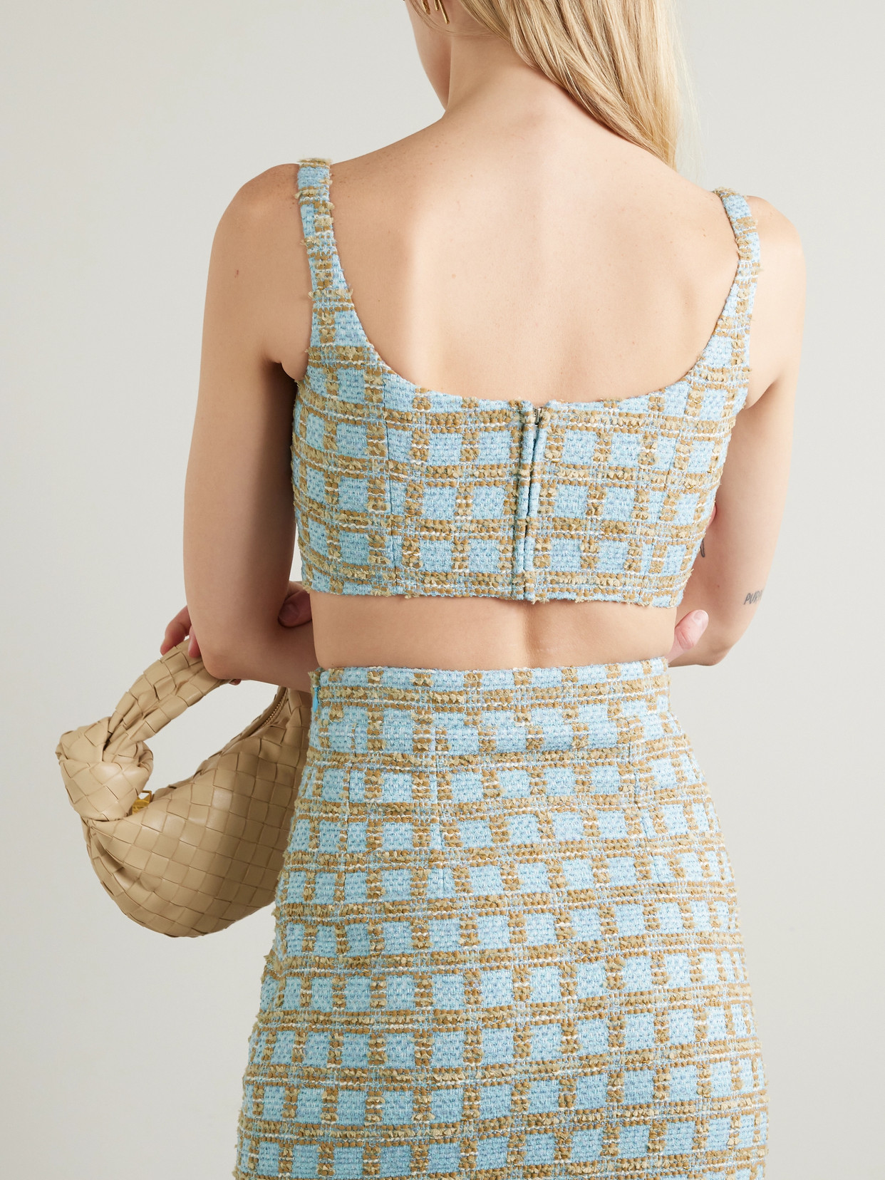 Lucilia Cropped Checked Bouclé Top