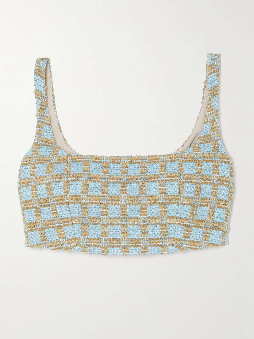 Emilia Wickstead Lucilia Cropped Checked Bouclé Top