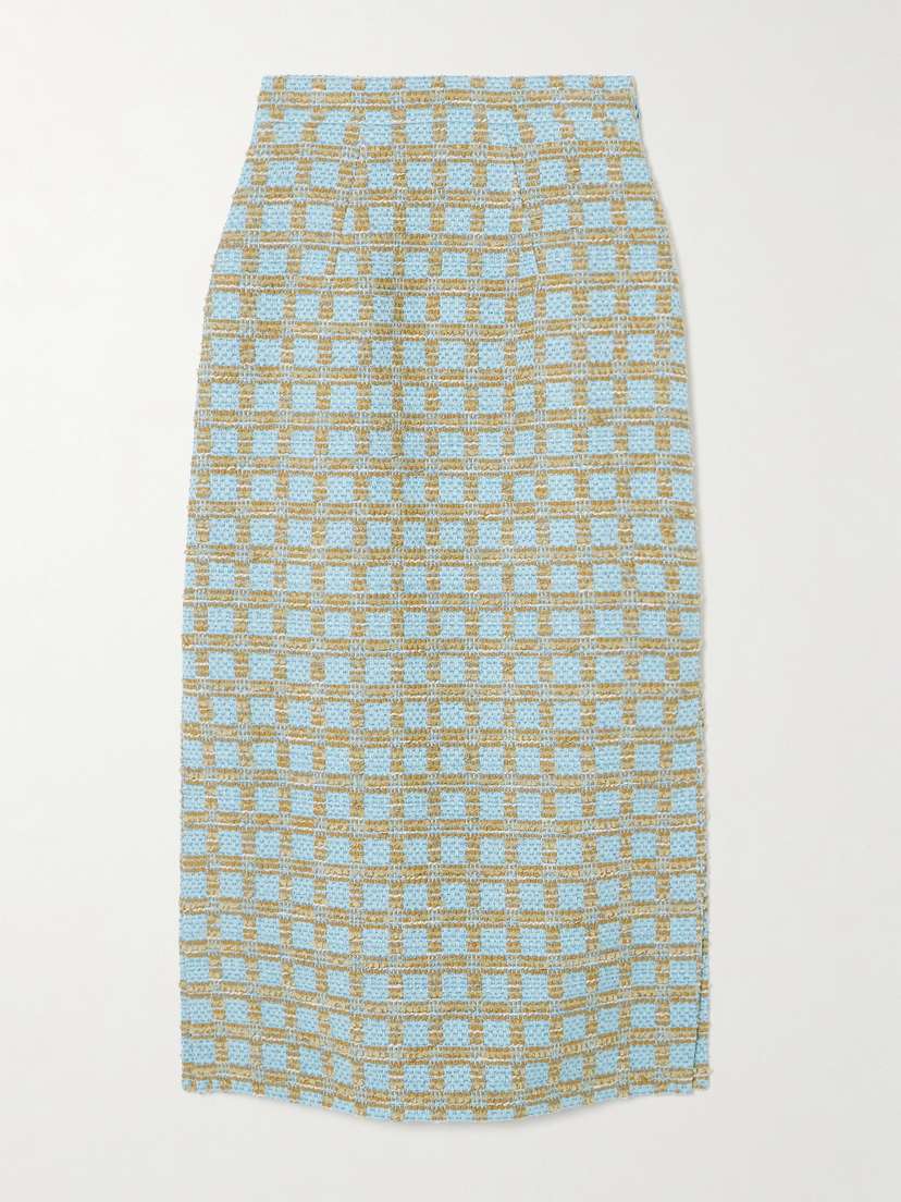 Emilia Wickstead Ariceli Checked Bouclé Midi Skirt