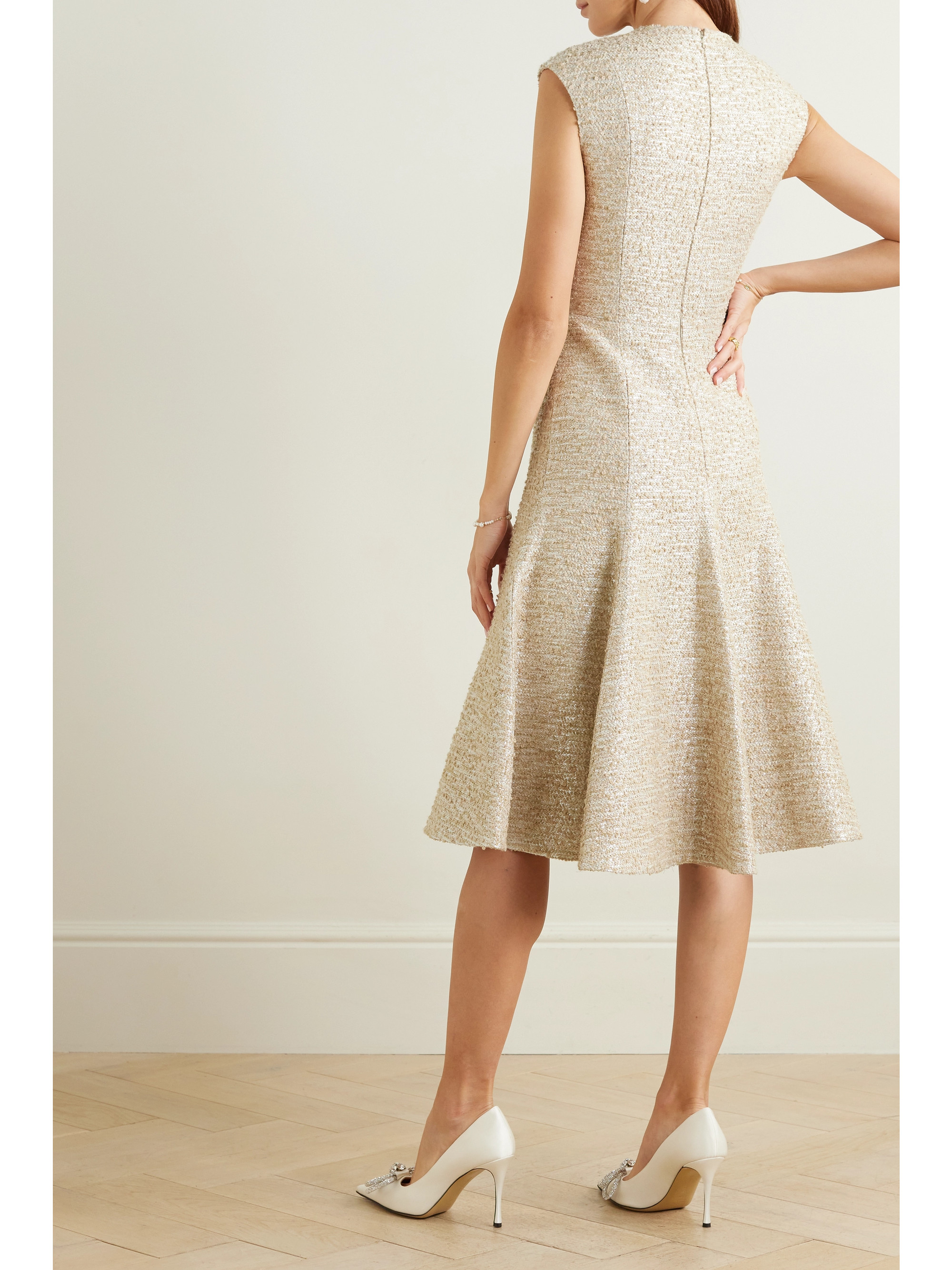 Emilia Wickstead Denver metallic bouclé-tweed midi dress