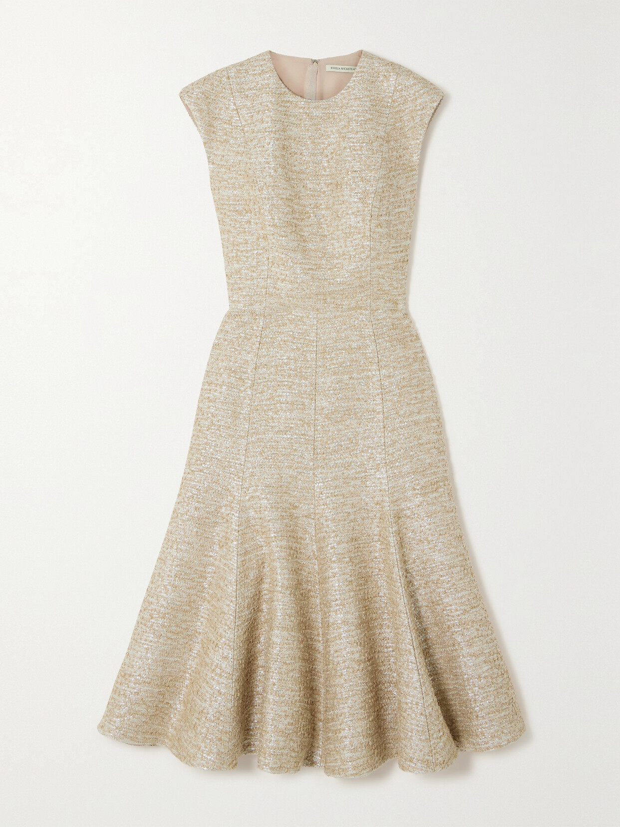 Emilia Wickstead - Denver Metallic Bouclé-tweed Midi Dress - Neutrals