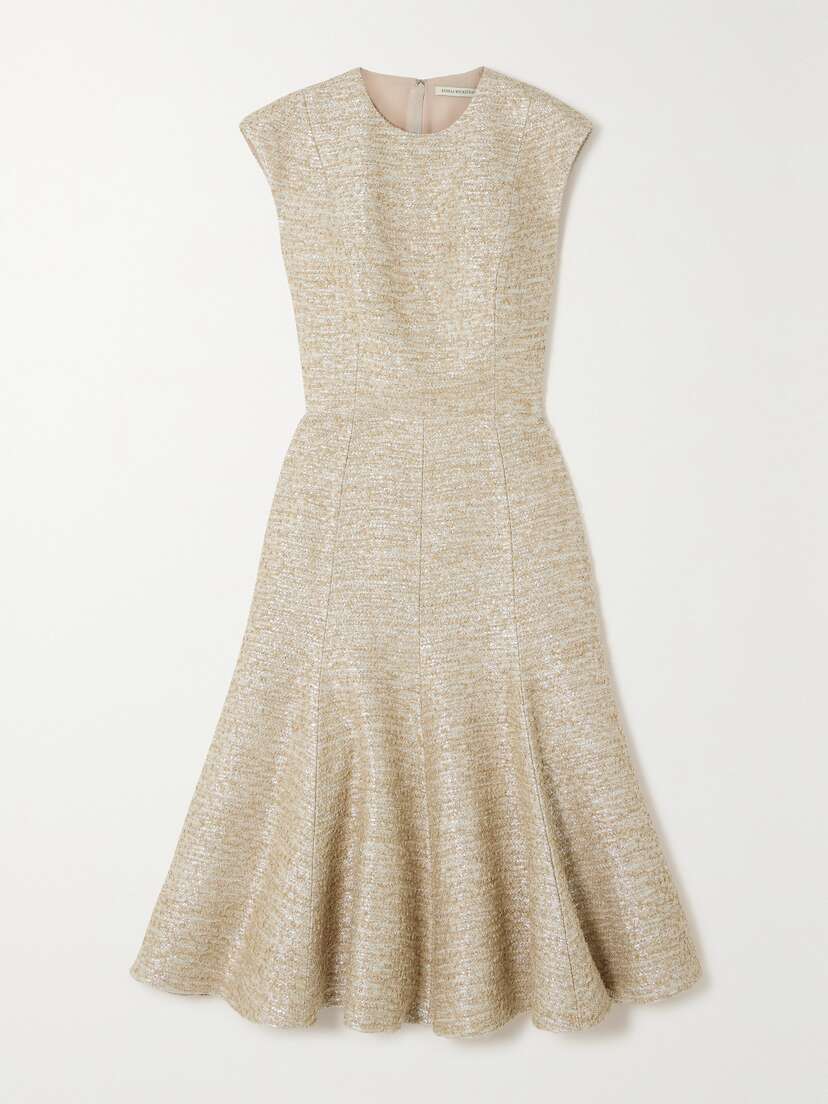 Emilia Wickstead Denver Metallic Bouclé-tweed Midi Dress