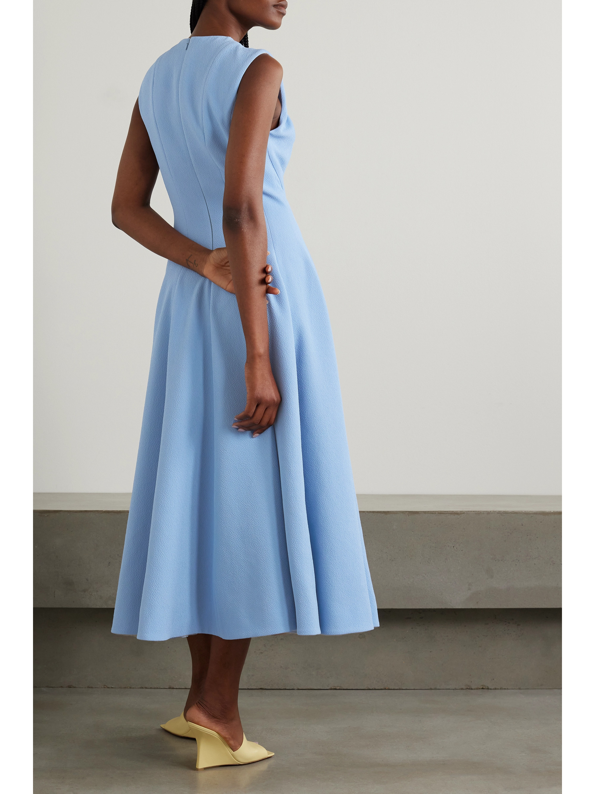 Emilia Wickstead Marlen draped crepe midi dress thumbnail