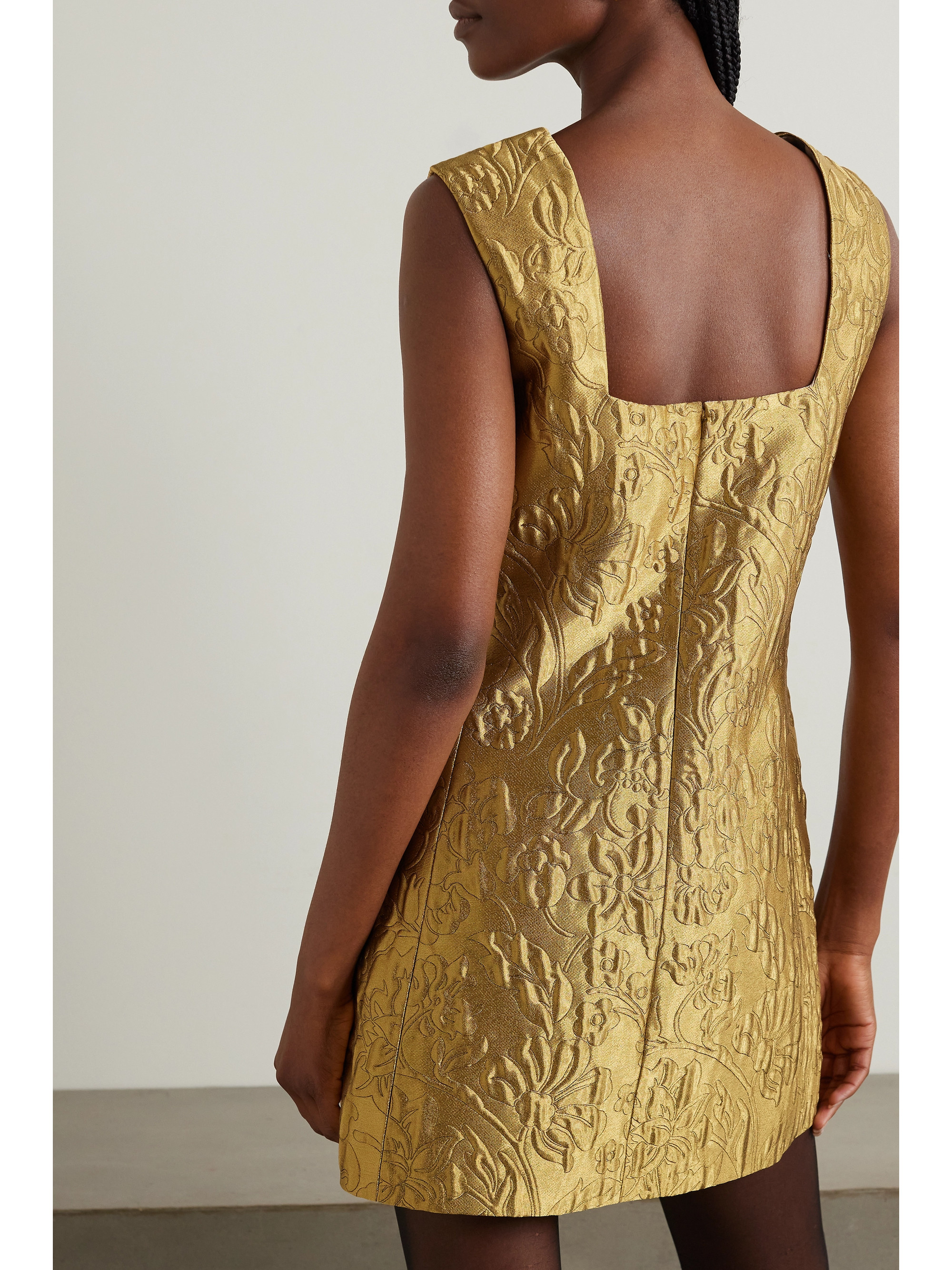 Emilia Wickstead Irma metallic floral-brocade mini dress