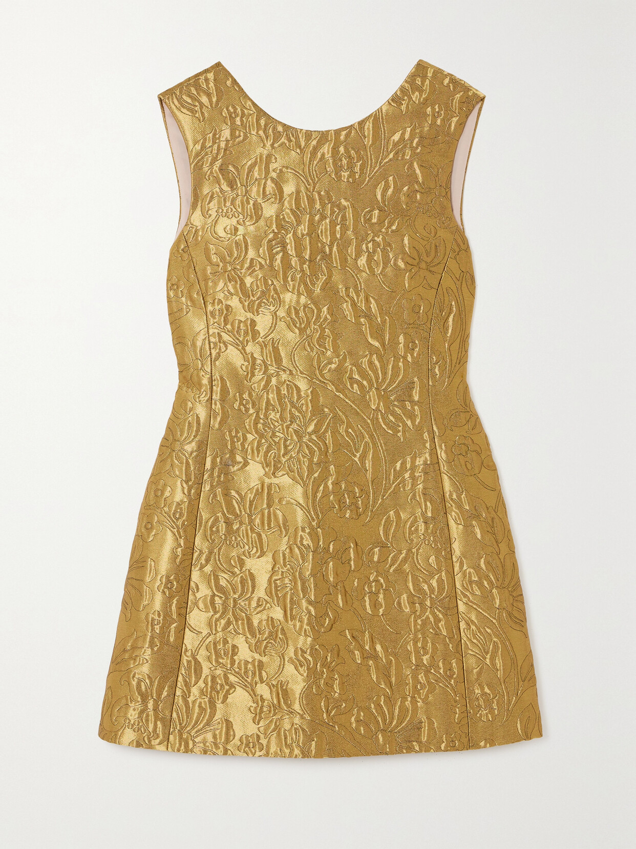 Emilia Wickstead Irma Floral Jacquard Metallic Shift Dress In Gold