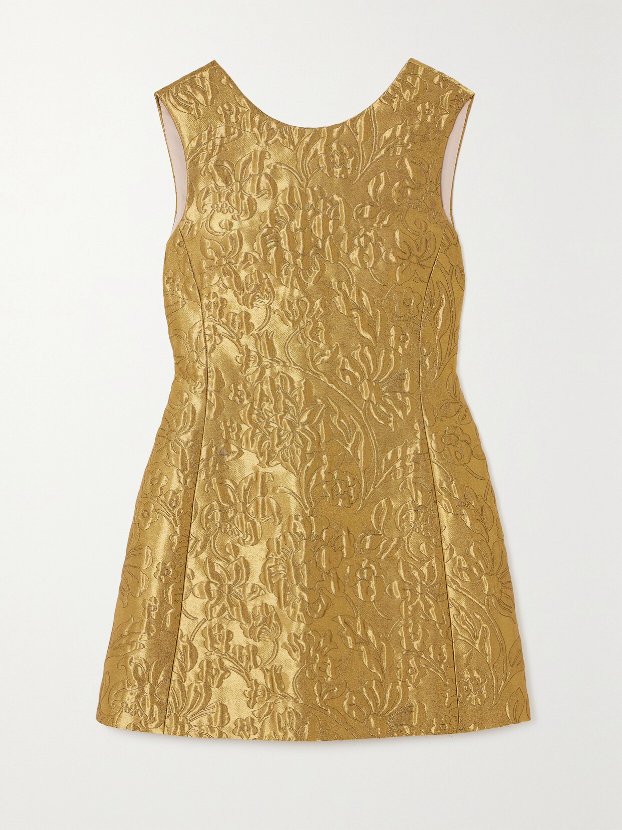 Shop Emilia Wickstead Irma Metallic Floral-brocade Mini Dress In Gold