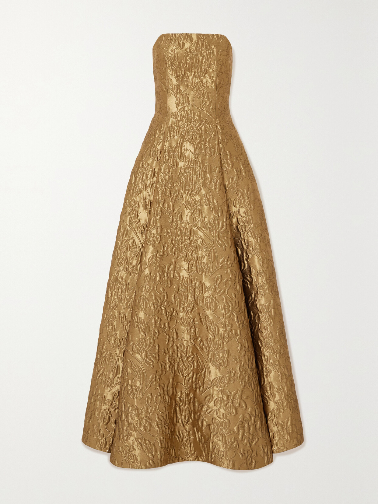 Emilia Wickstead Alivia Strapless Metallic Brocade Gown - Gold