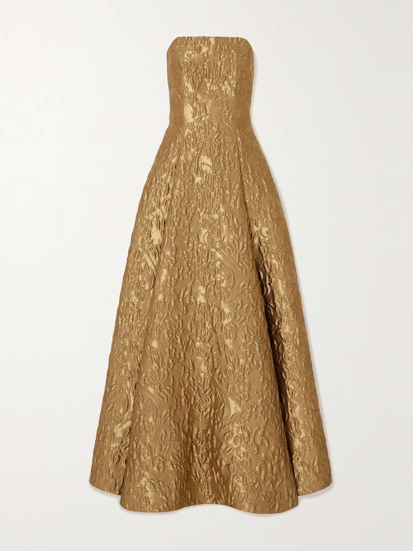 Emilia Wickstead Alivia Strapless Metallic Brocade Gown - UK 14