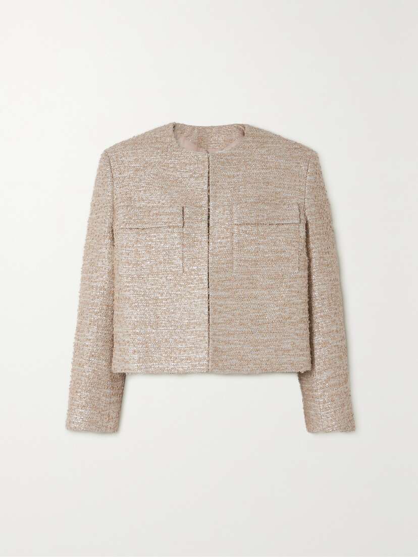 Emilia Wickstead Pheblia Cropped Metallic Bouclé-tweed Jacket