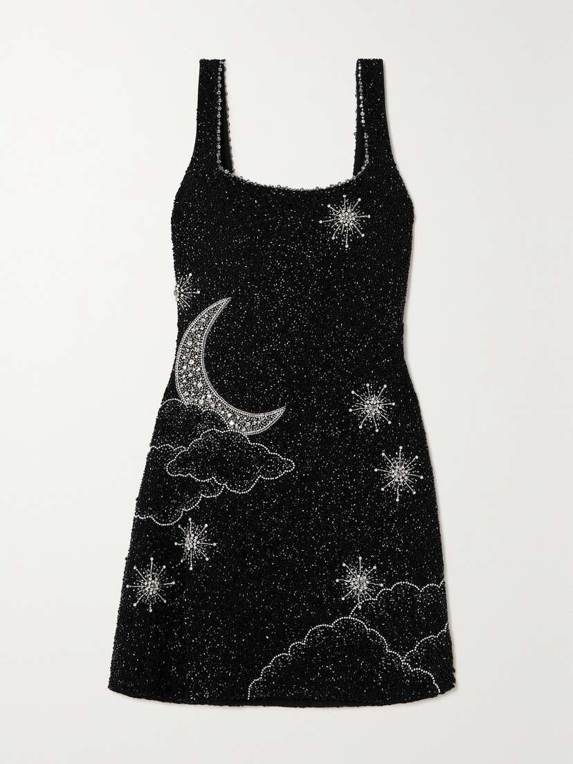 Clio Peppiatt Lucina Embellished Stretch-mesh Mini Dress