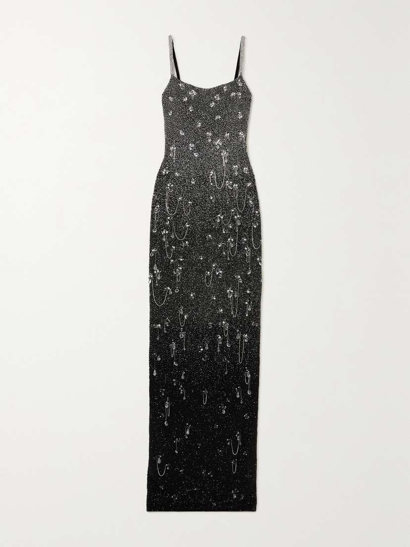 Clio Peppiatt Diamond Embellished Stretch-mesh Gown