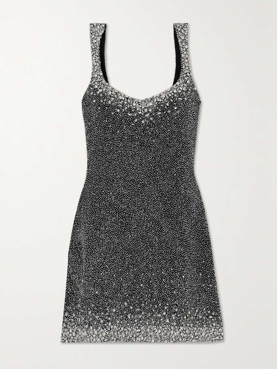 embellished stretch-mesh mini dress