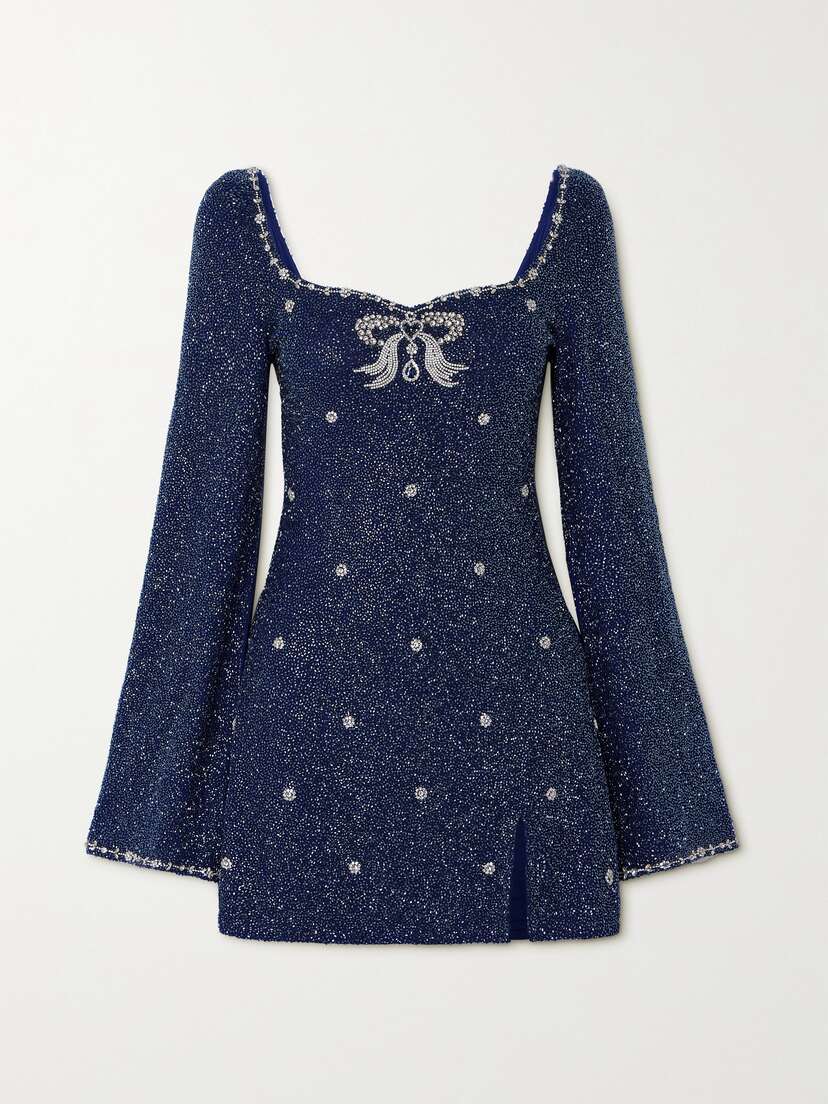 Clio Peppiatt Pendant Embellished Stretch-mesh Mini Dress - x large