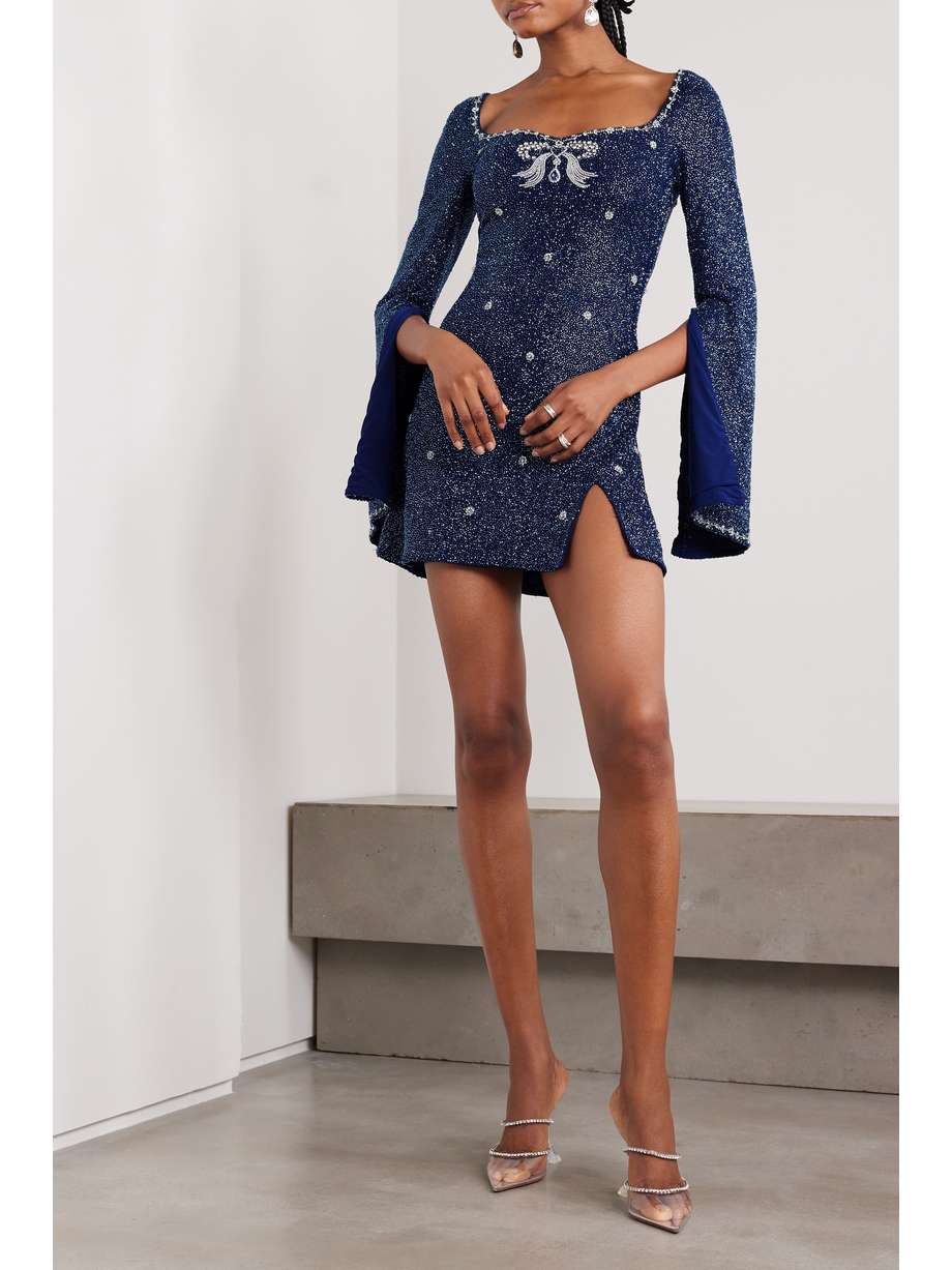 CLIO PEPPIATT Pendant embellished stretchmesh mini dress NETAPORTER