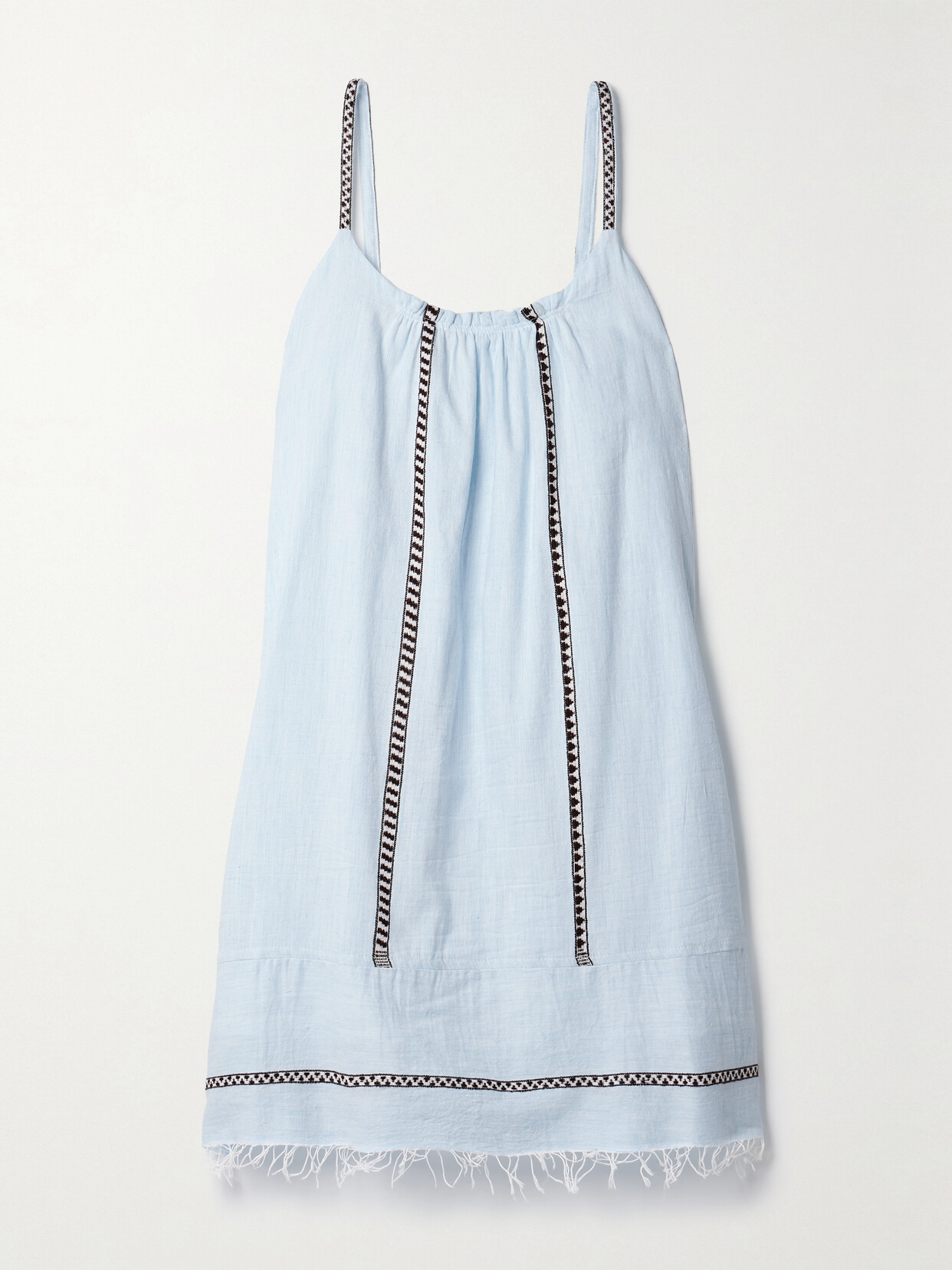 lemlem + Net Sustain Zina Fringed Cotton-blend Mini Dress - Blue