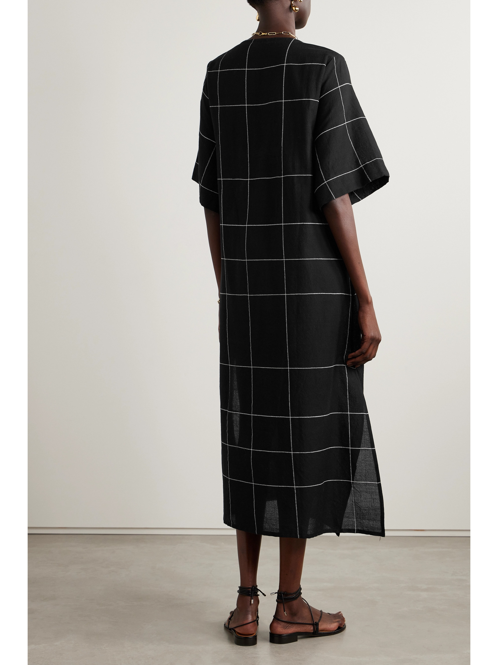 Lemlem + NET SUSTAIN Edna checked cotton-blend dress thumbnail