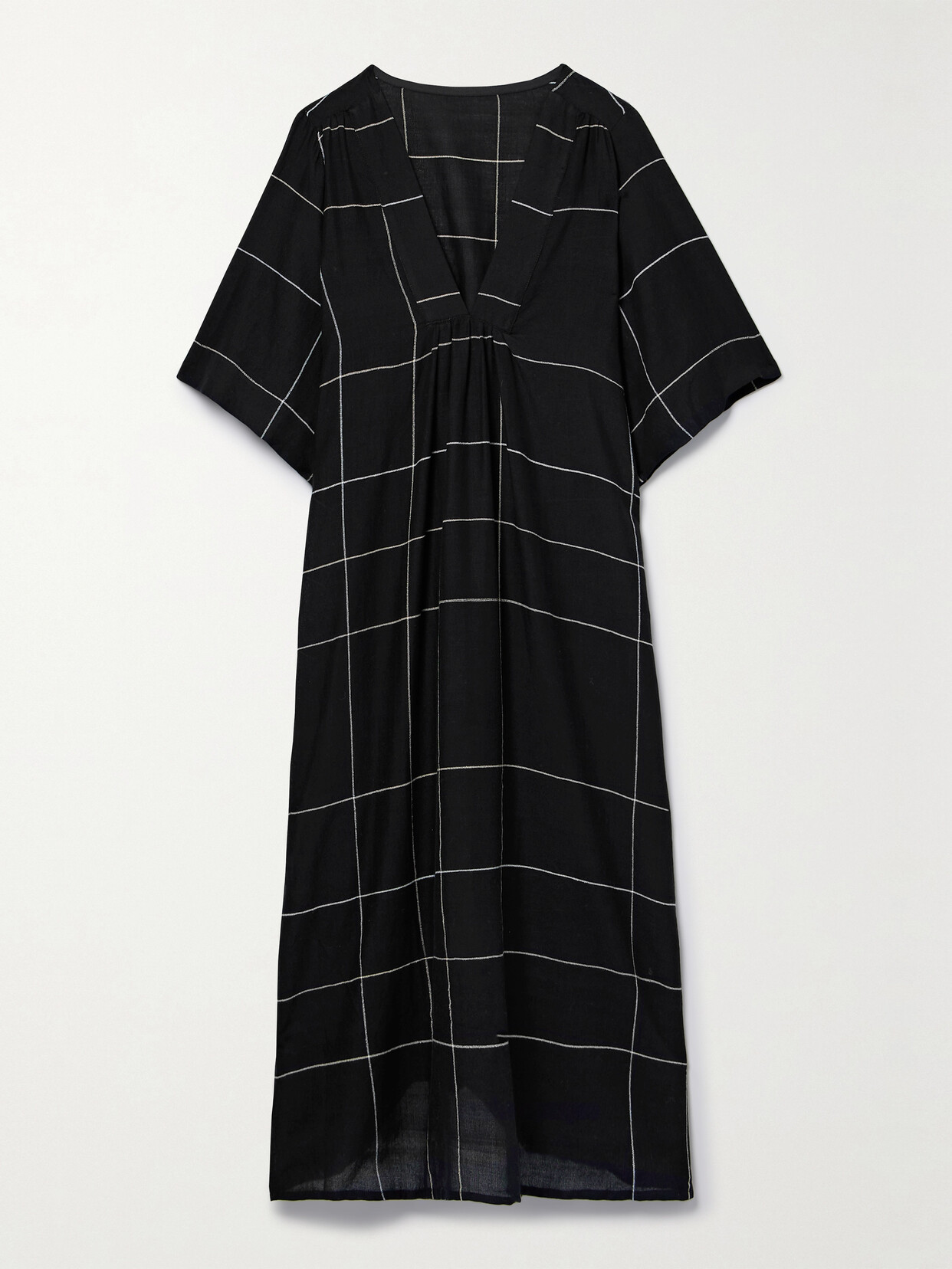 Lemlem + Net Sustain Edna Checked Cotton-blend Dress In Black