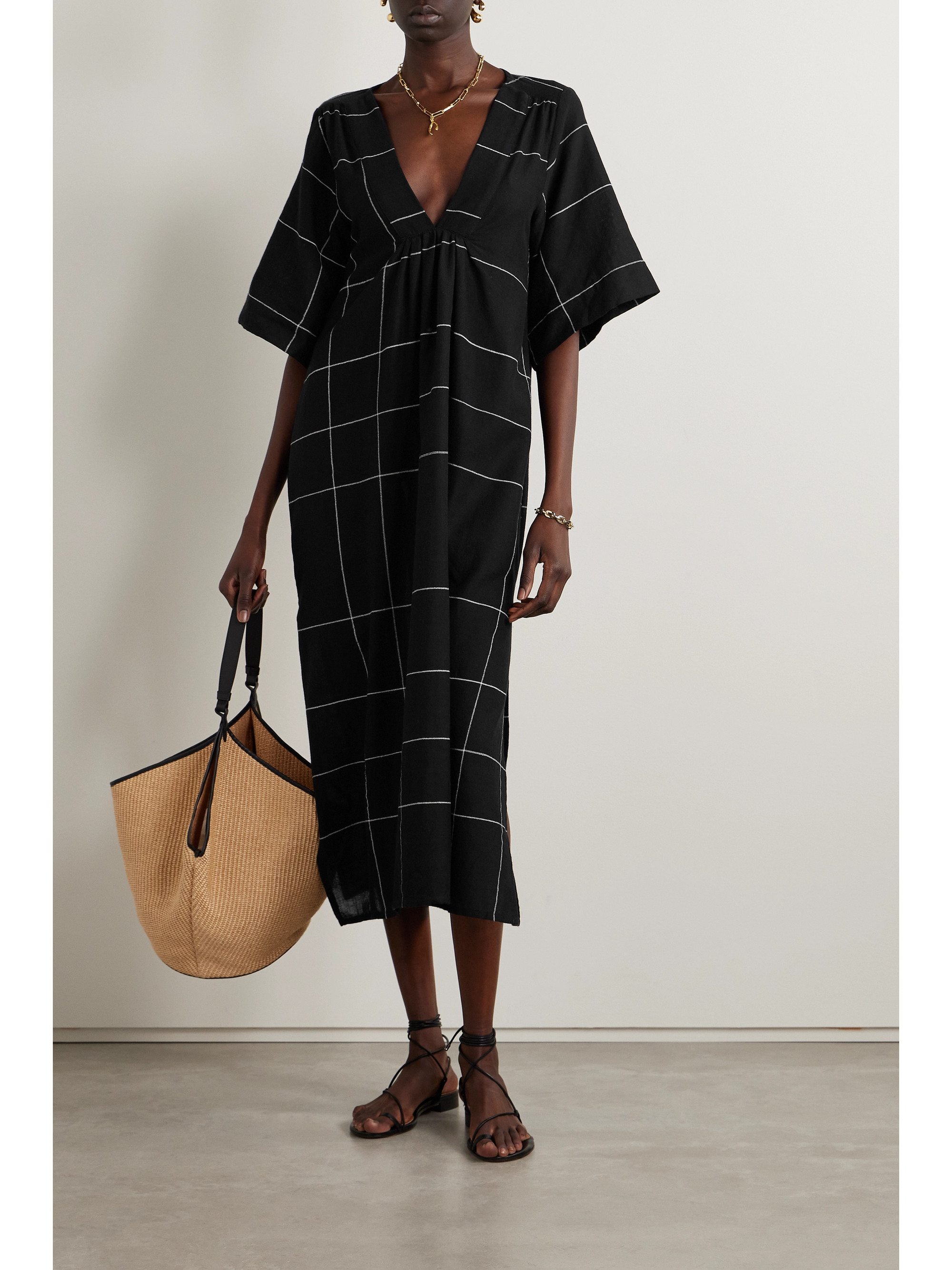 Lemlem + NET SUSTAIN Edna checked cotton-blend dress