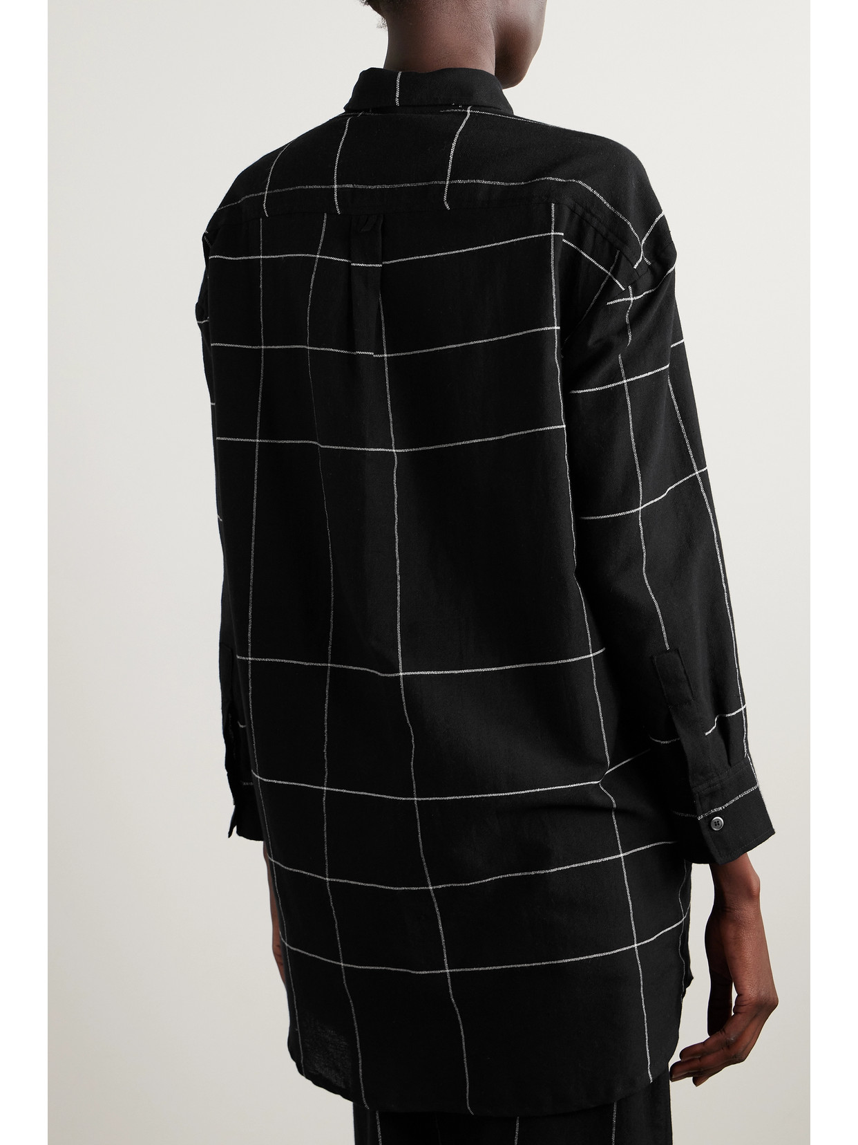 Shop Lemlem + Net Sustain Mariam Checked Cotton-blend Shirt In Black