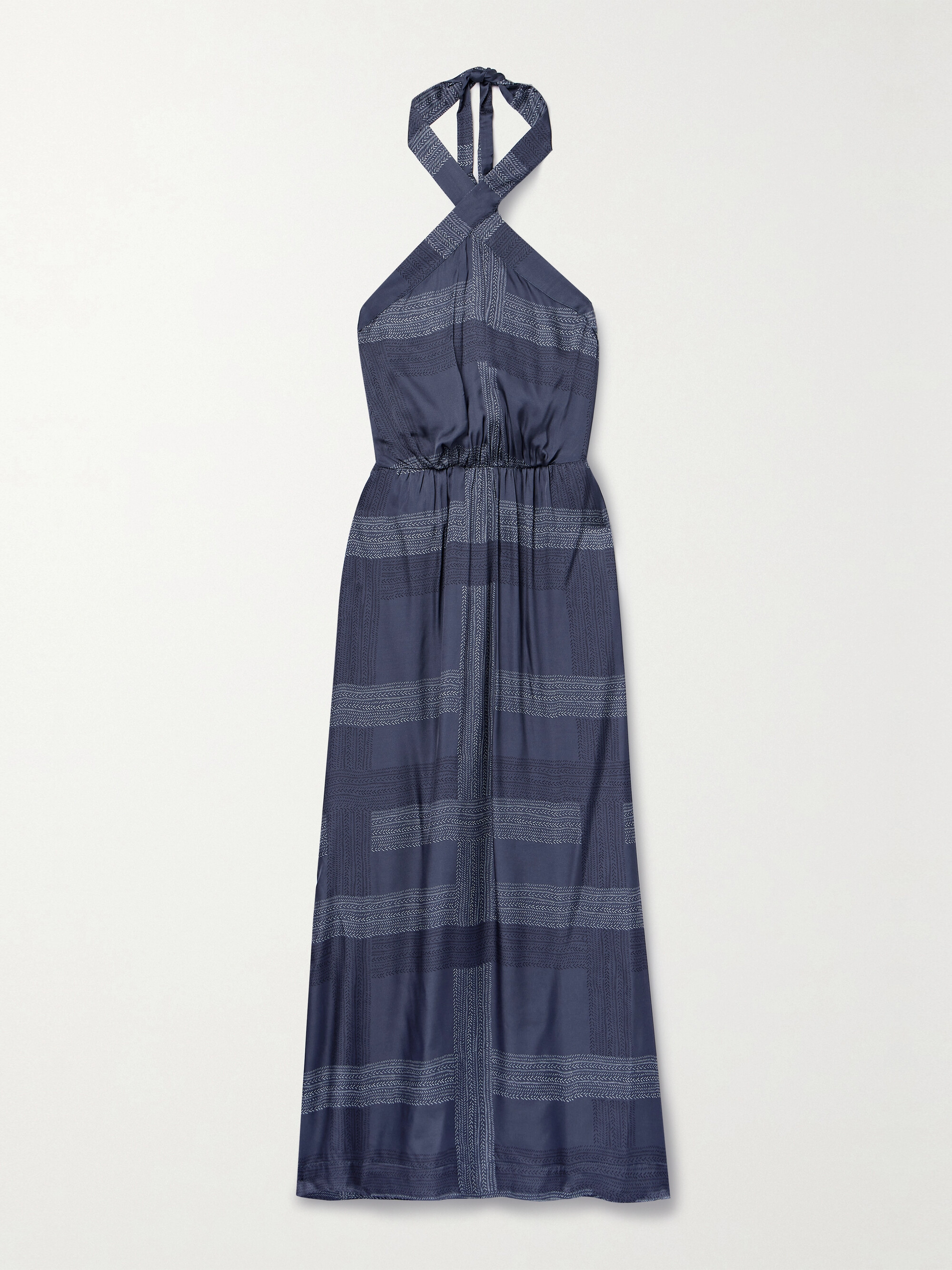 Lemlem + NET SUSTAIN Ajani striped charmeuse halterneck midi dress