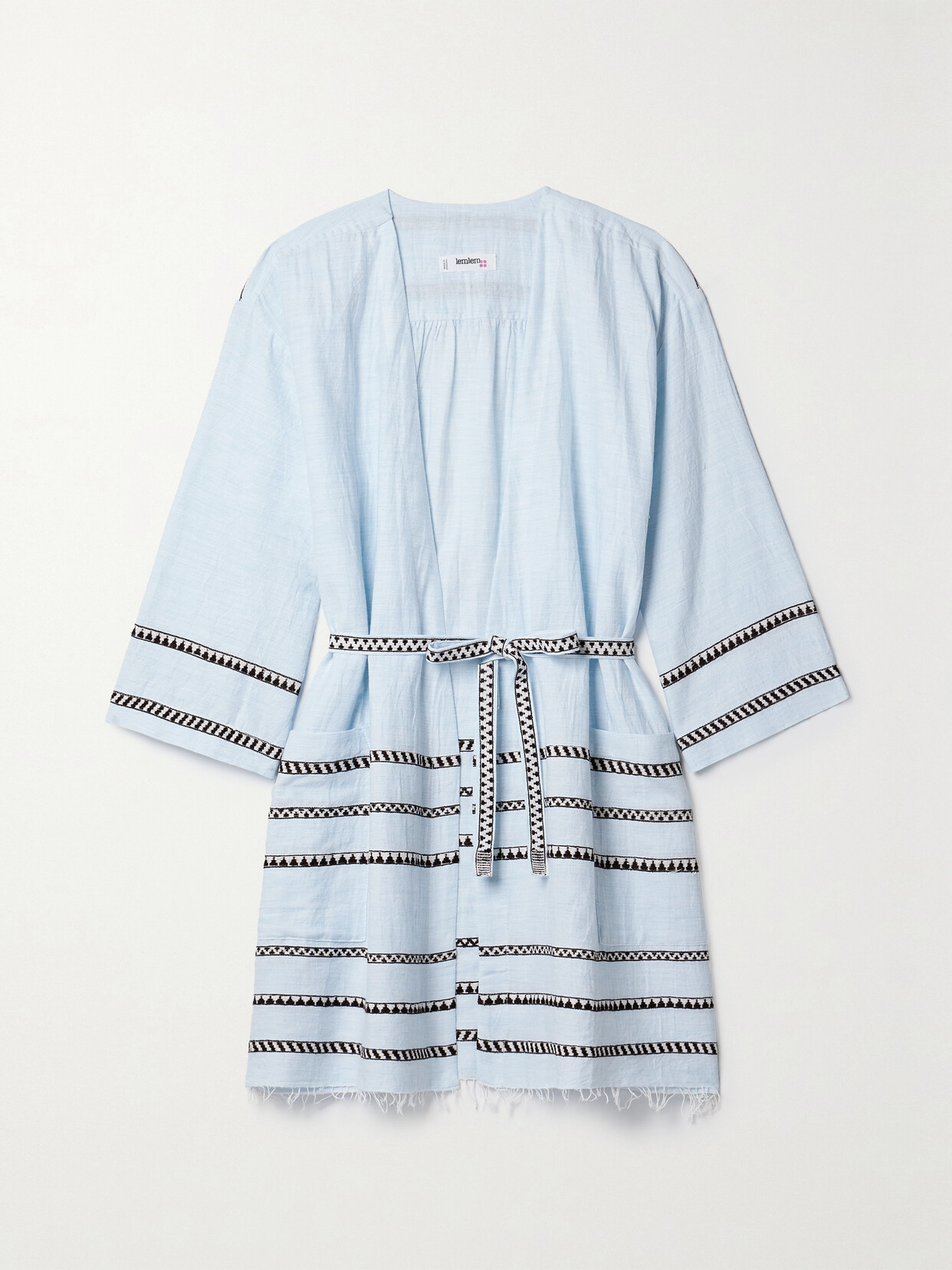 Lemlem + Net Sustain Imani Striped Fringed Cotton-blend Coverup In Blue