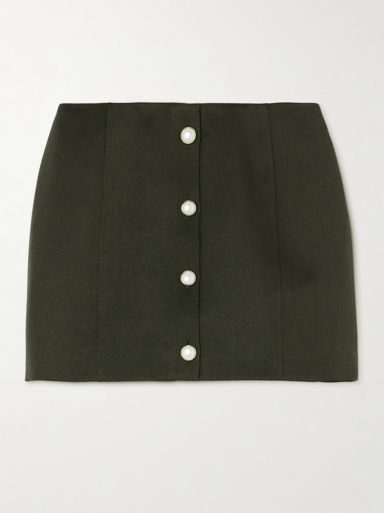 Alessandra Rich - Wool-crepe Mini Skirt - Green