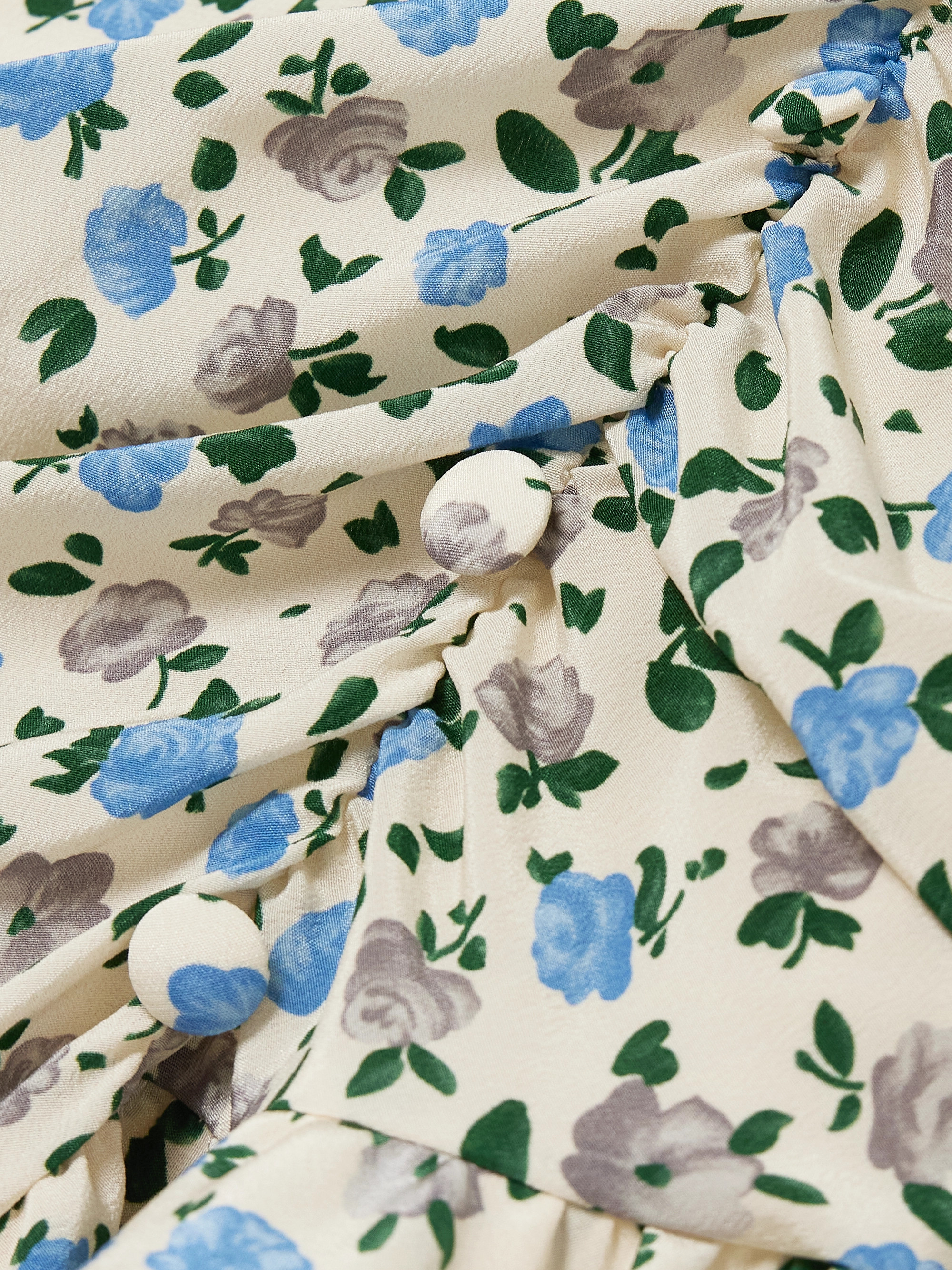 Alessandra Rich Open-back gathered floral-print silk crepe de chine mini dress thumbnail