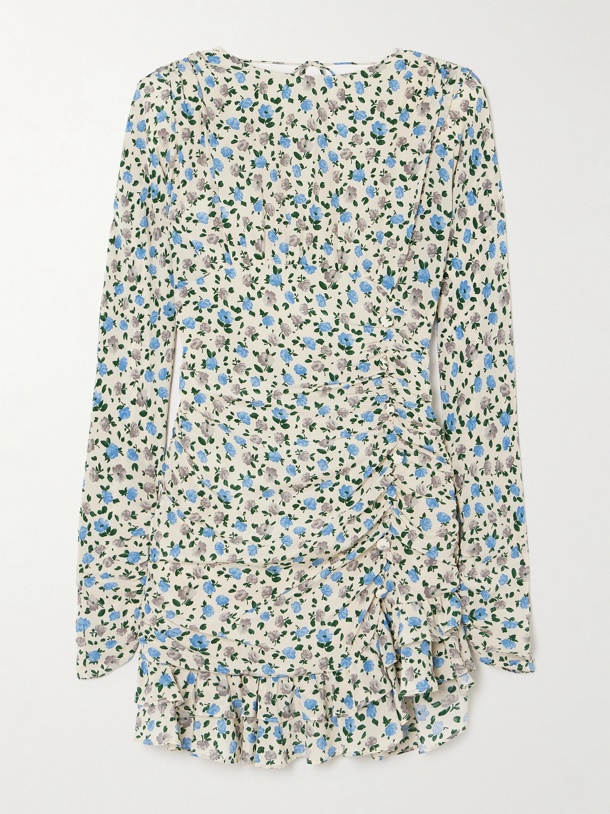 Alessandra Rich Open-back gathered floral-print silk crepe de chine mini dress thumbnail