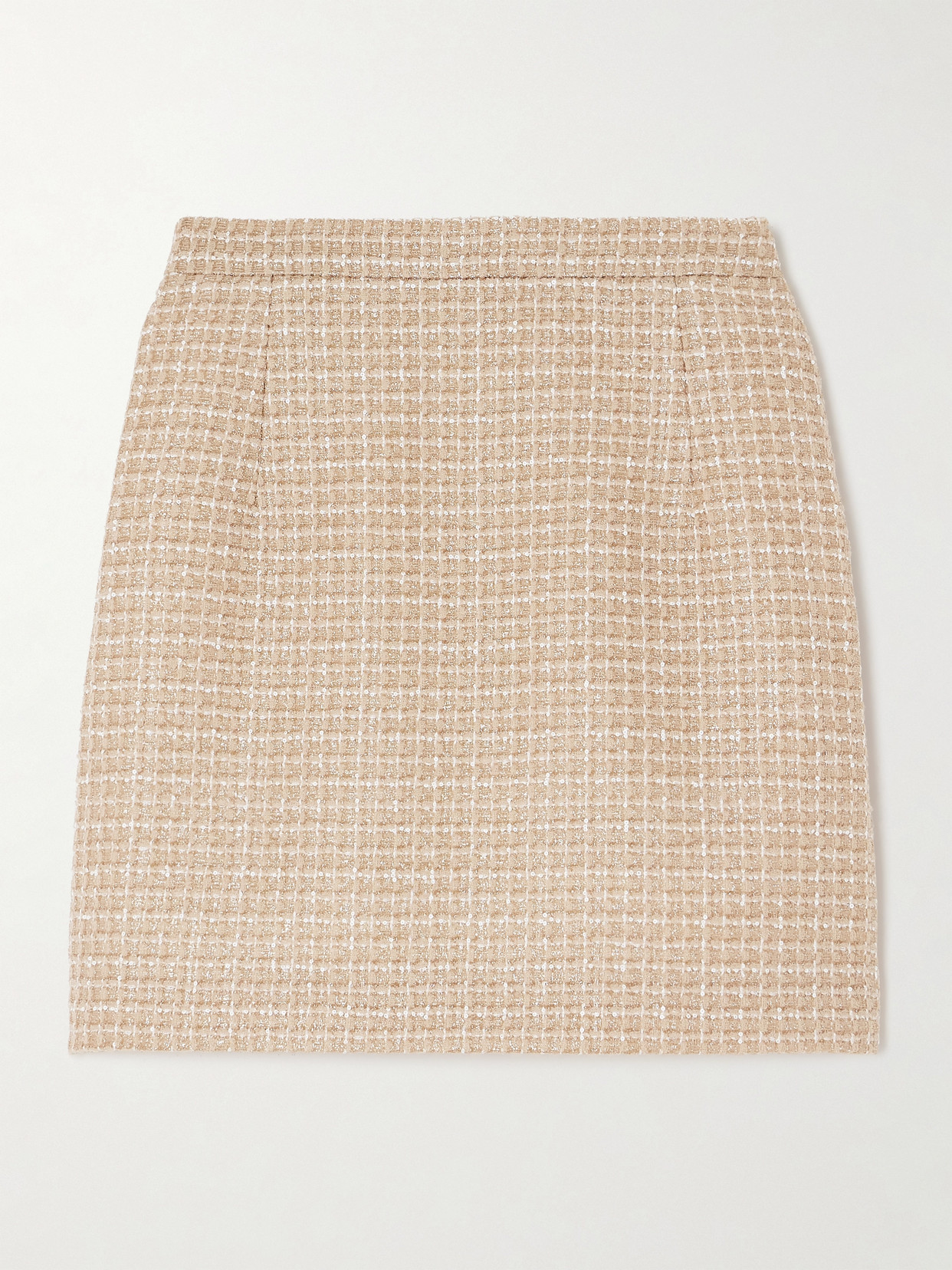 Alessandra Rich Checked Sequined Metallic Tweed Mini Skirt In Brown