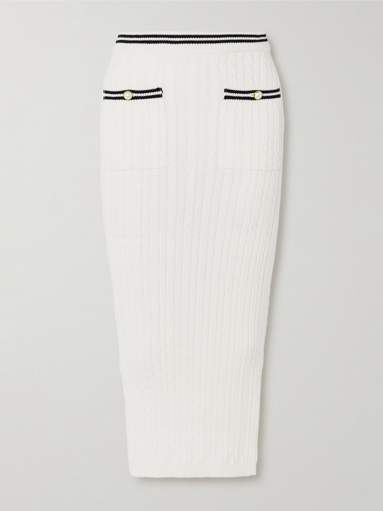 Alessandra Rich White Cotton Plaited Midi Skirt In White