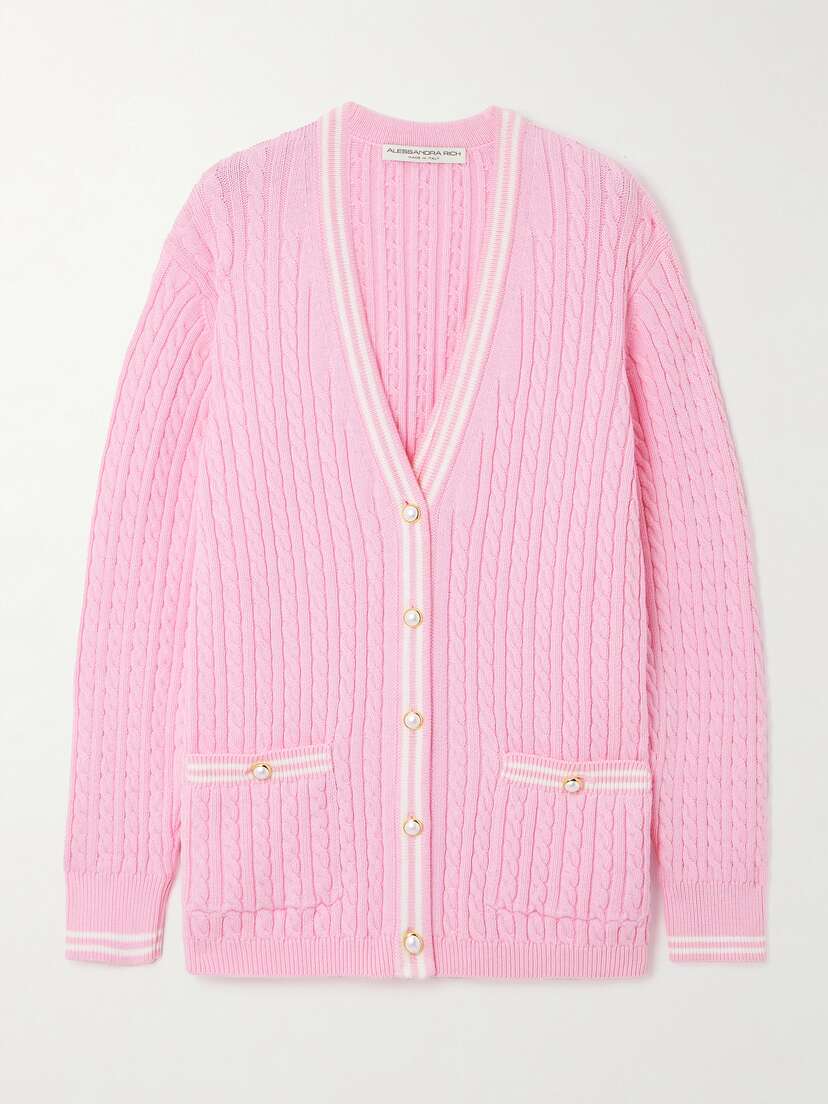 Alessandra Rich Cable-knit Cotton Cardigan