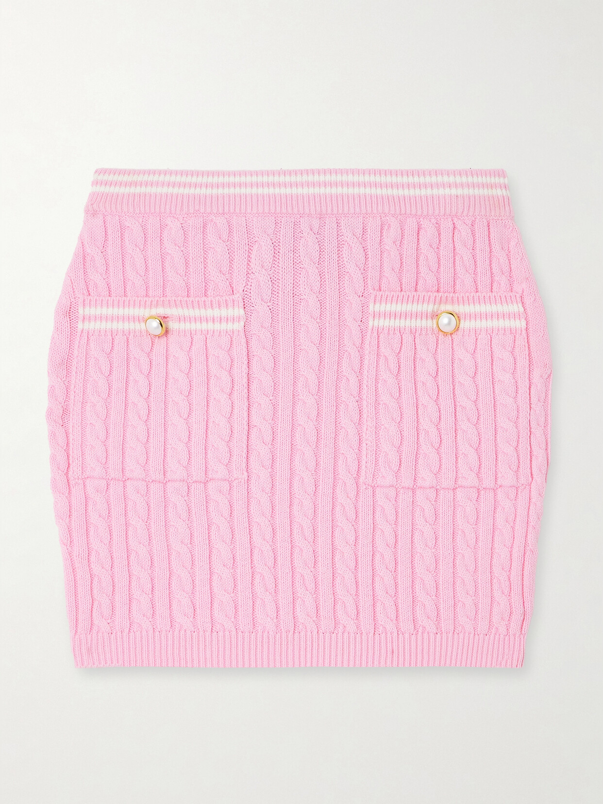 Alessandra Rich - Cable-knit Cotton Mini Skirt - Pink