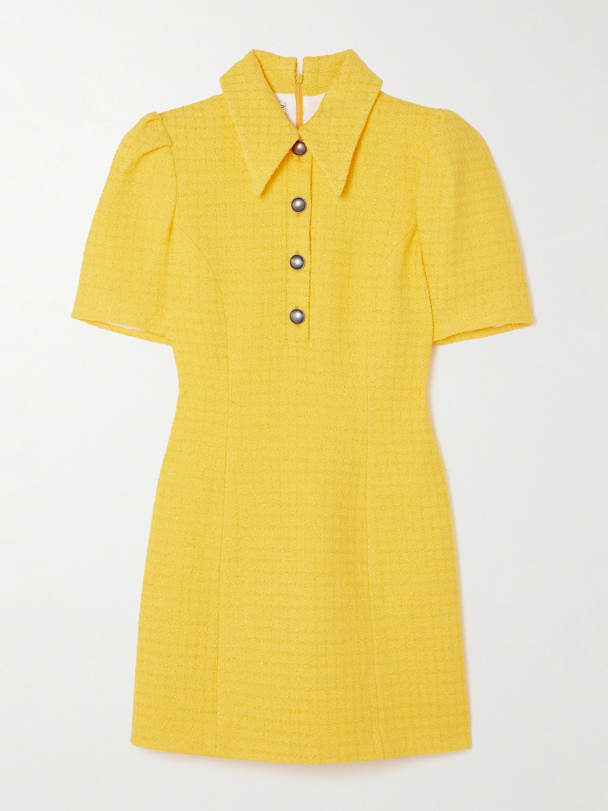 Shop Alessandra Rich Bouclé Mini Dress In Yellow