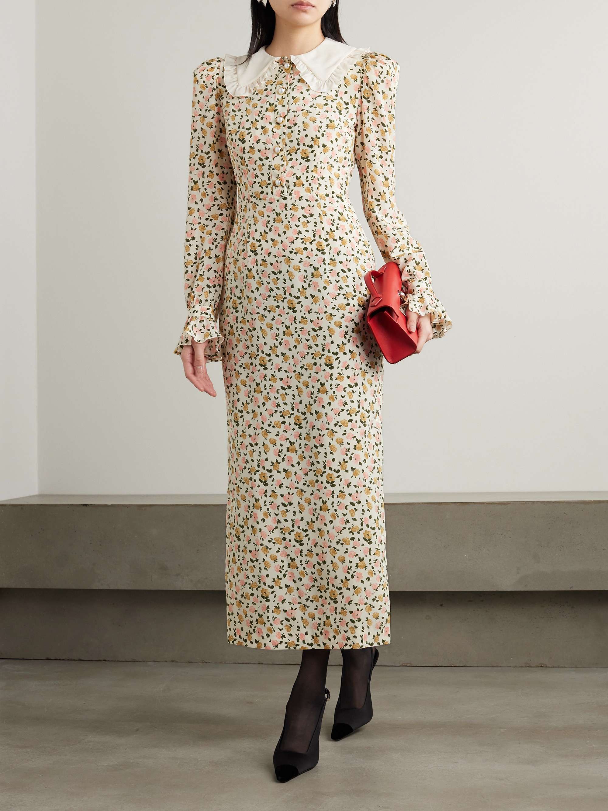 Floral crÃªpe midi dress