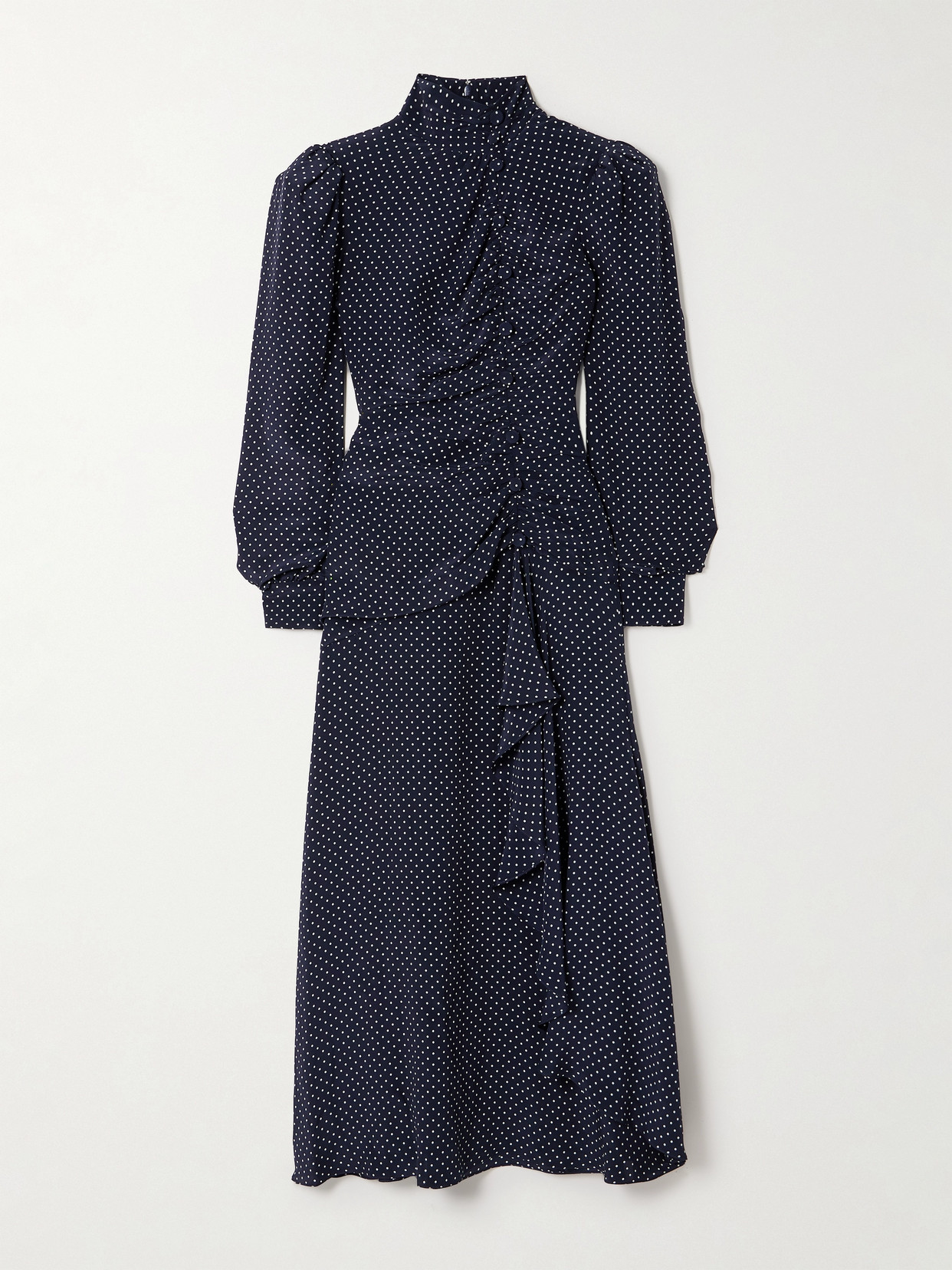 Alessandra Rich Polka-dot Silk-crepe Maxi Dress - Blue