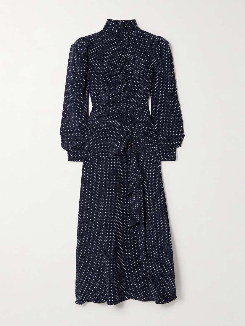 Alessandra Rich Polka-dot Silk-crepe Maxi Dress