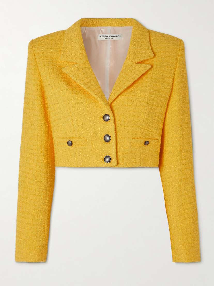 Alessandra Rich Cropped Bouclé-tweed Jacket