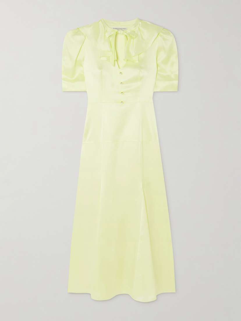 Alessandra Rich Tie-detailed Ruffled Silk-satin Midi Dress