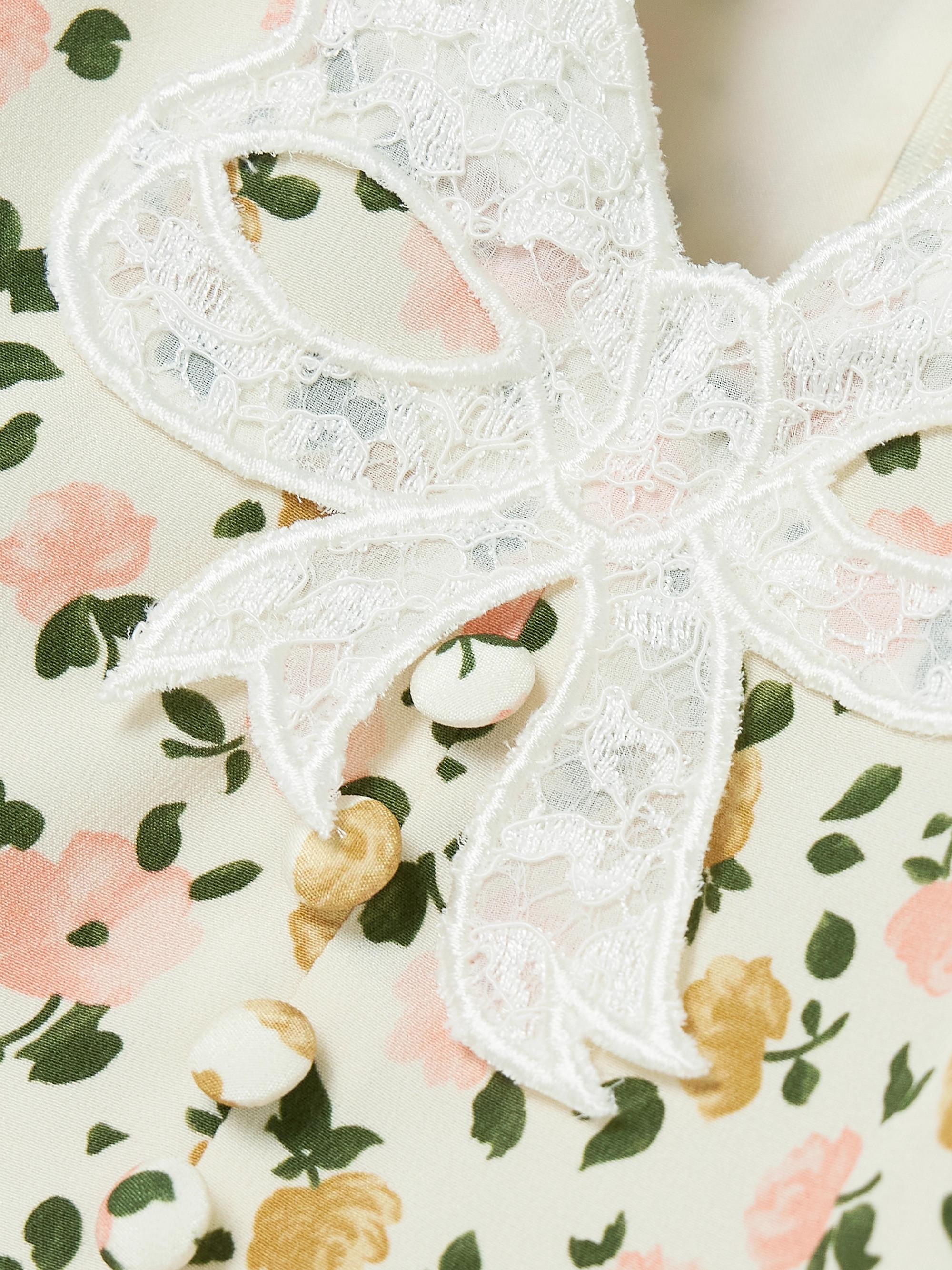 Alessandra Rich Appliquéd lace-trimmed floral-print silk mini dress thumbnail