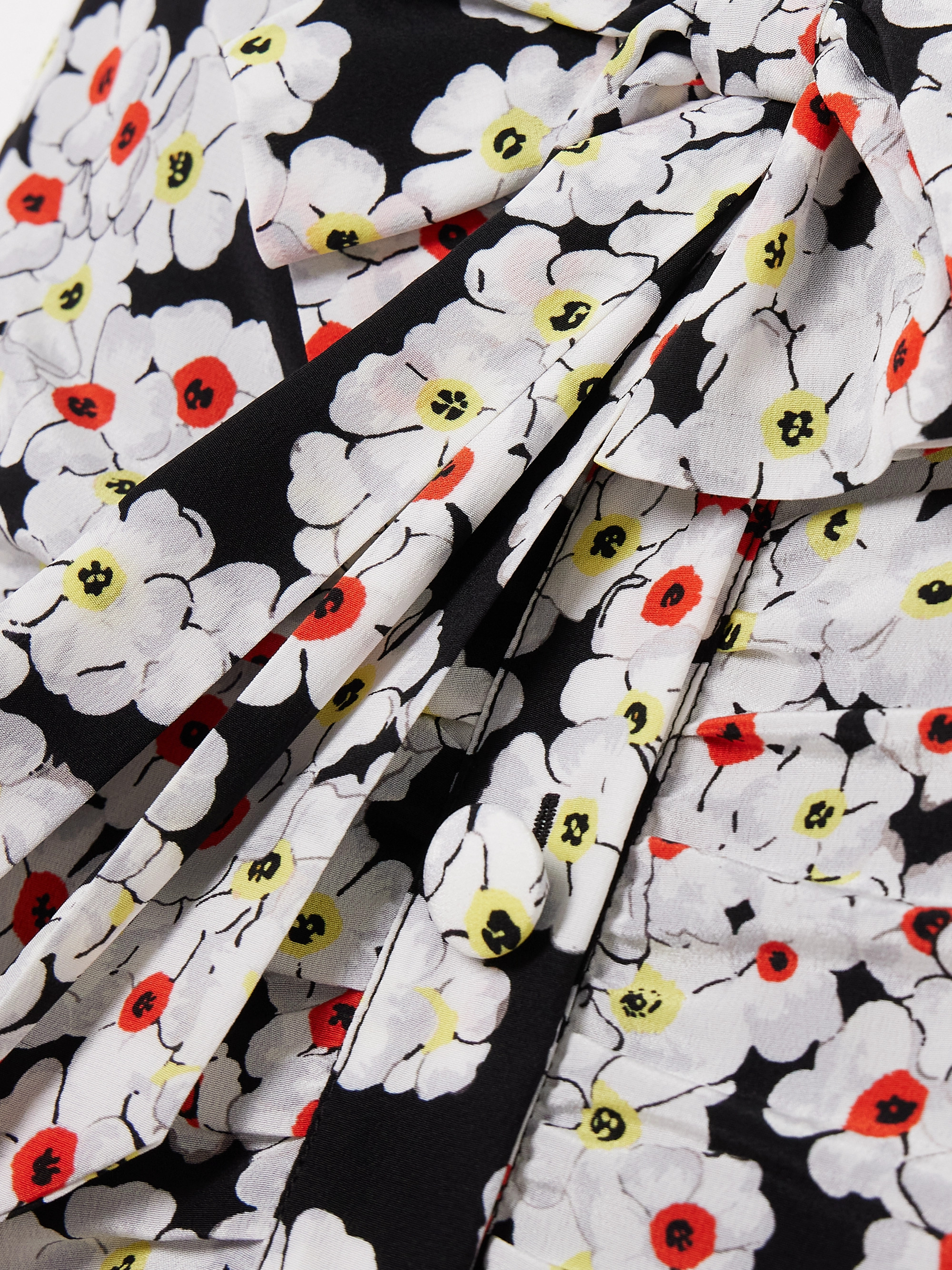 Alessandra Rich Bow-detailed pleated floral-print silk crepe de chine midi dress