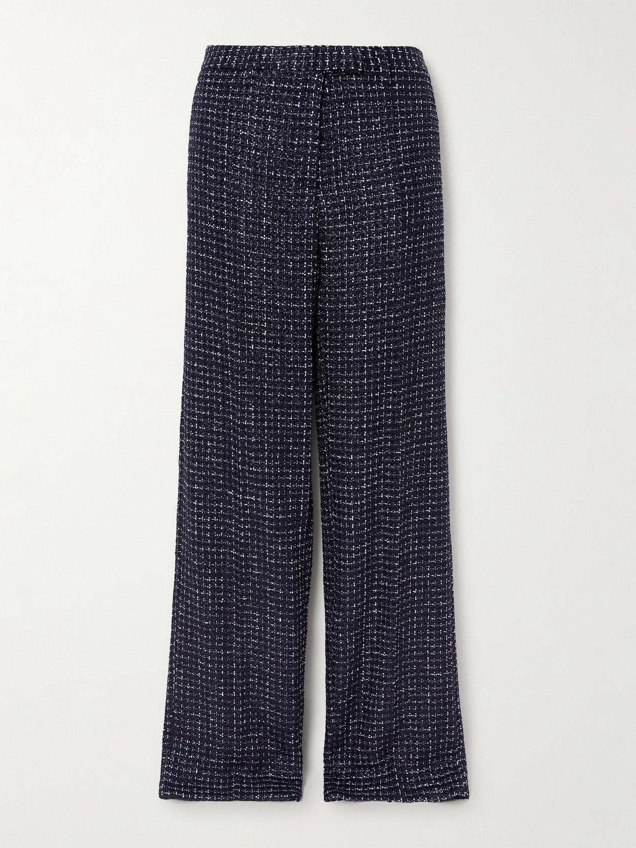 Alessandra Rich - Sequin-embellished Metallic Tweed Straight-leg Pants - Blue