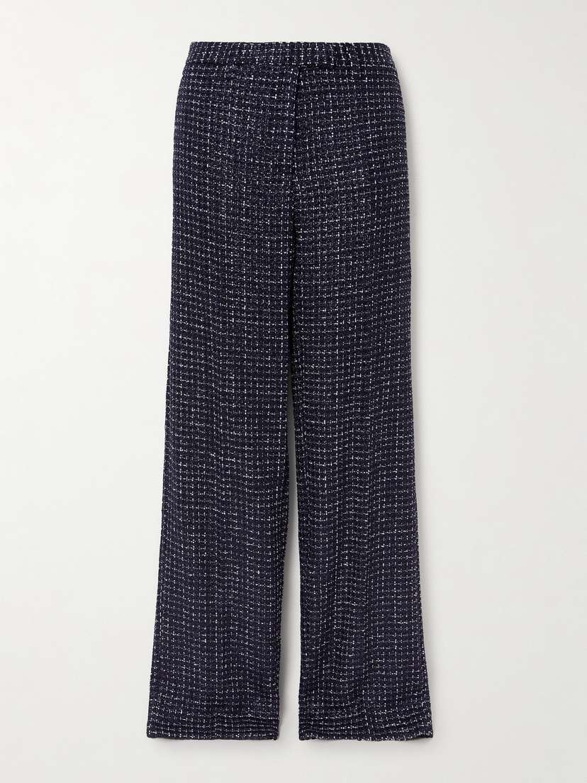 Alessandra Rich Sequin-embellished Metallic Tweed Straight-leg Pants
