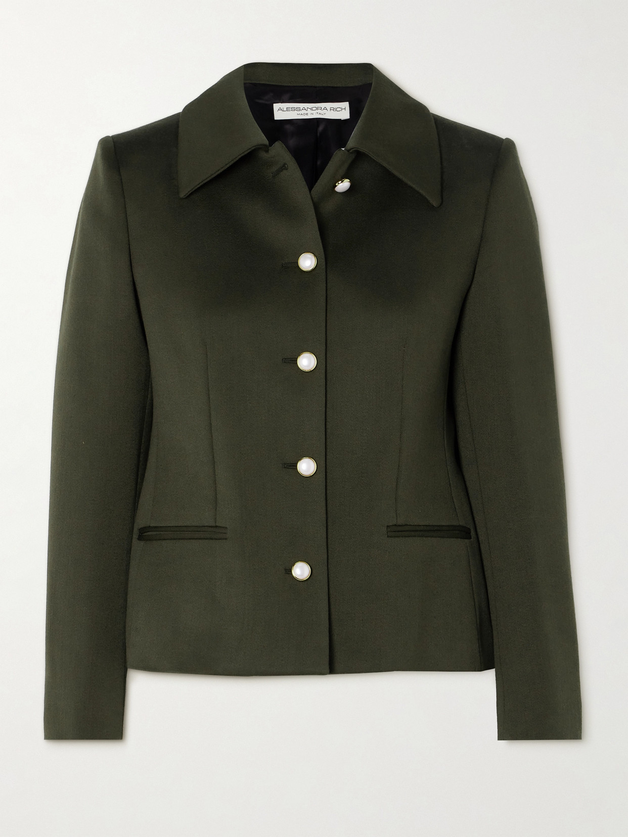 Alessandra Rich Wool-crepe Jacket In Green